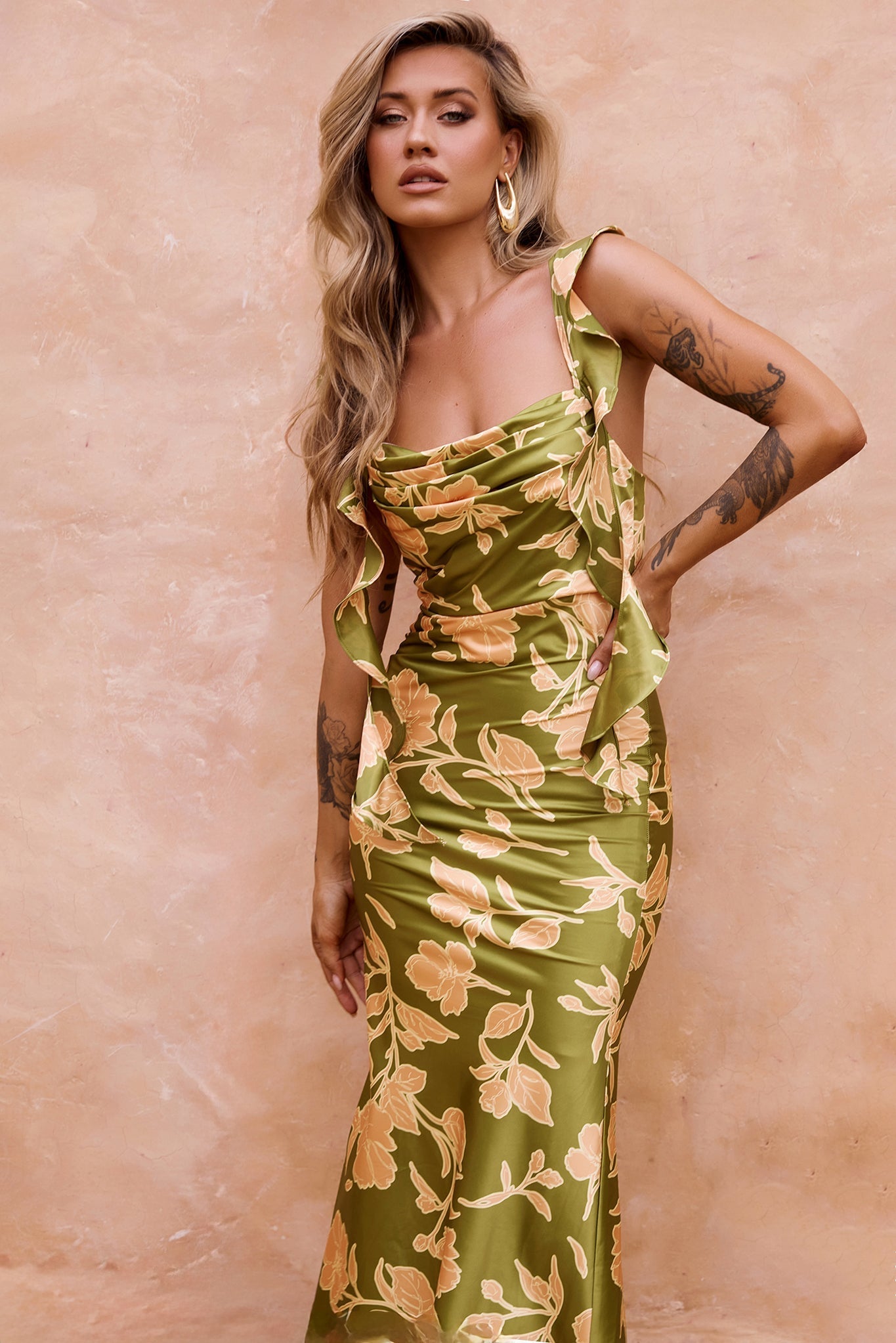 Marigold Dream Maxi Dress - Olive