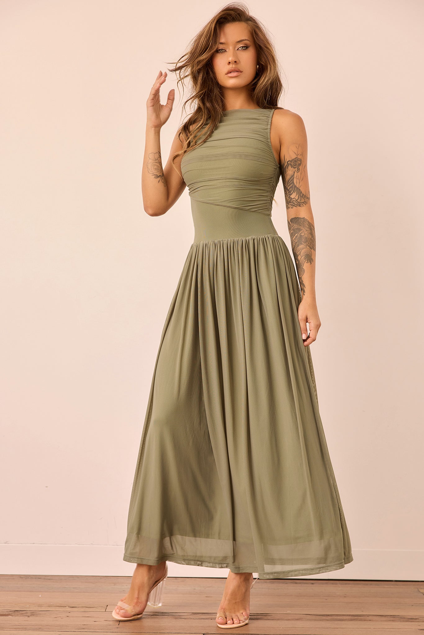 Painters Garden Maxi Dress - Olive