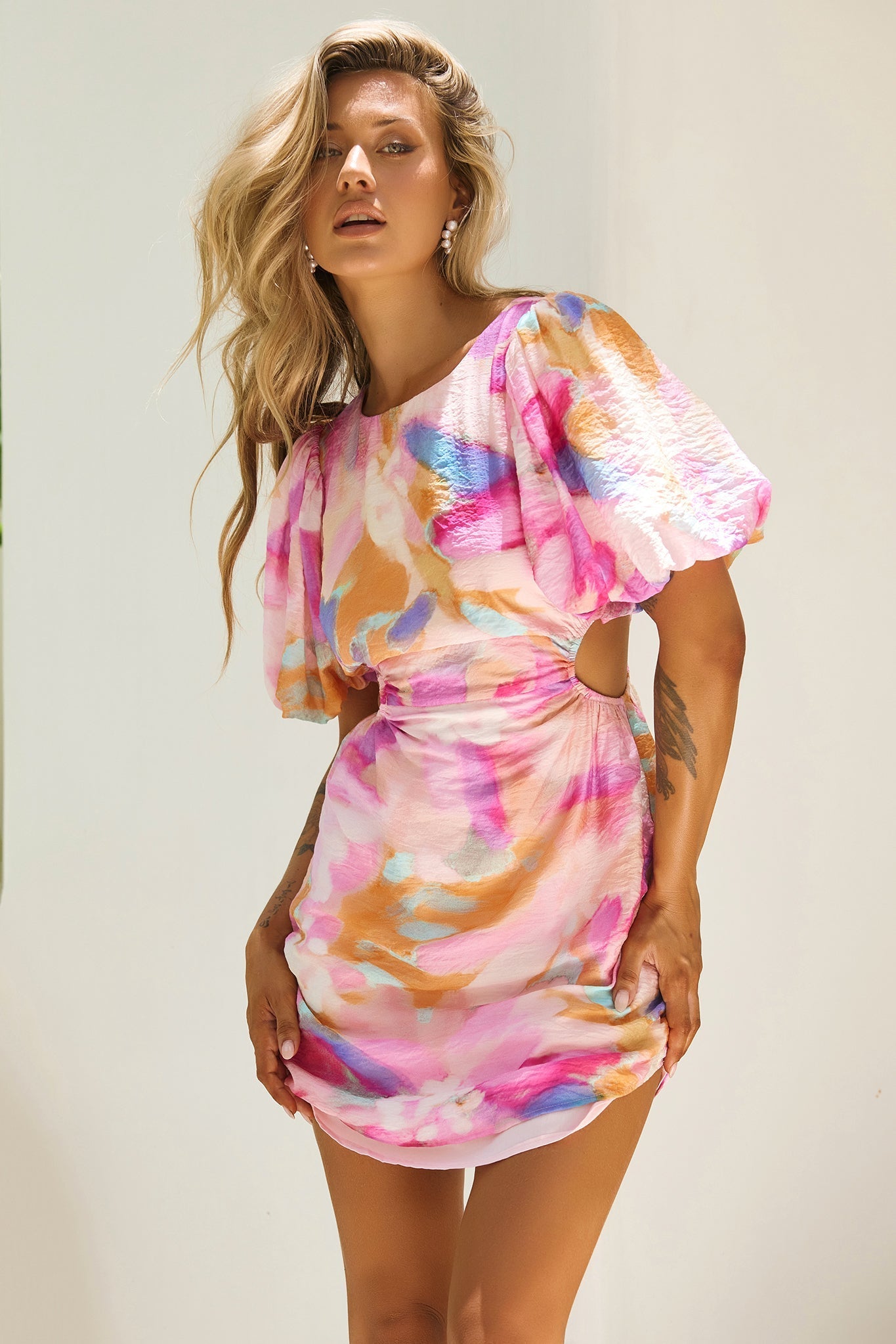 Petals And Wind Mini Dress - Pink Multi