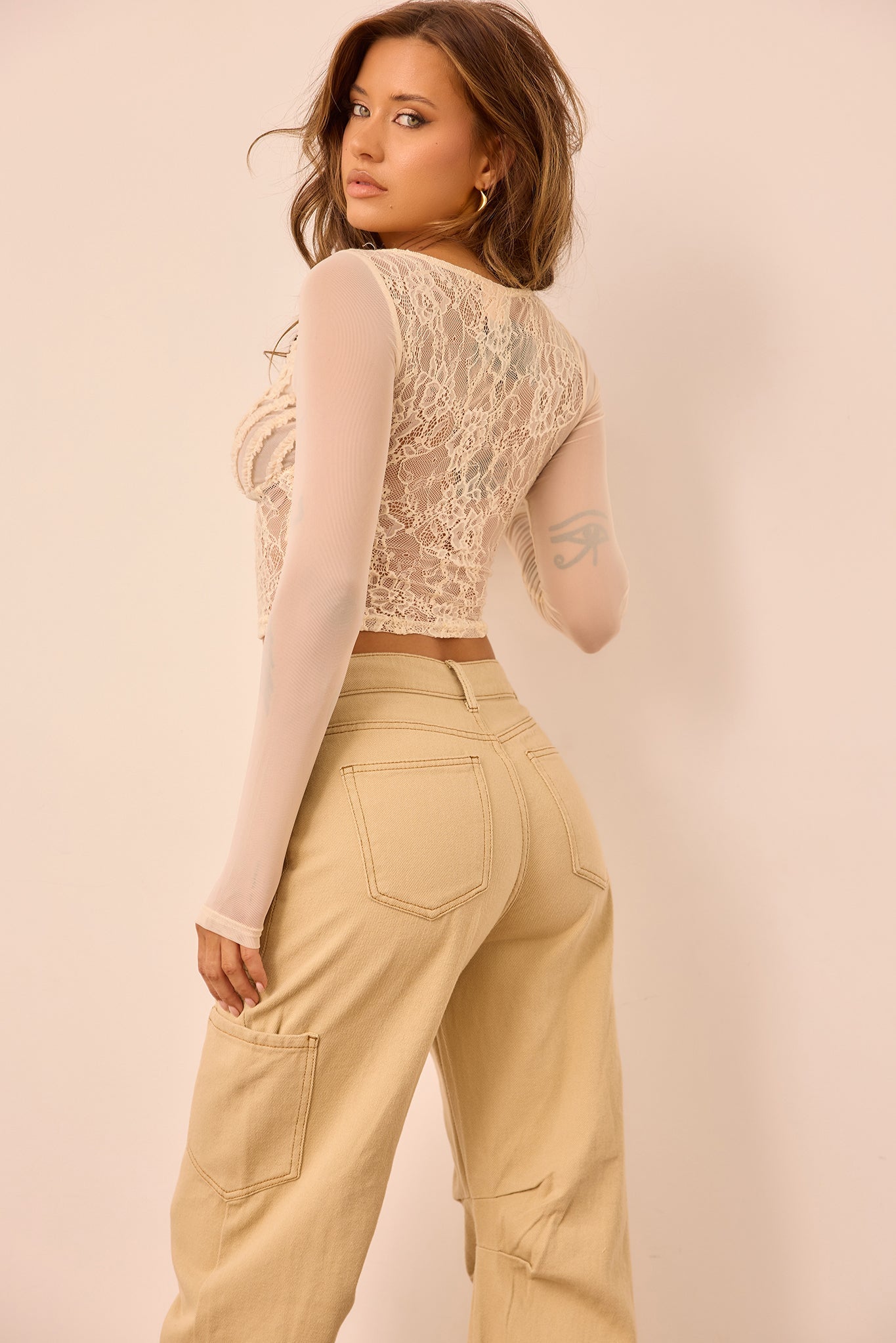 Riviera Lace Top - Beige