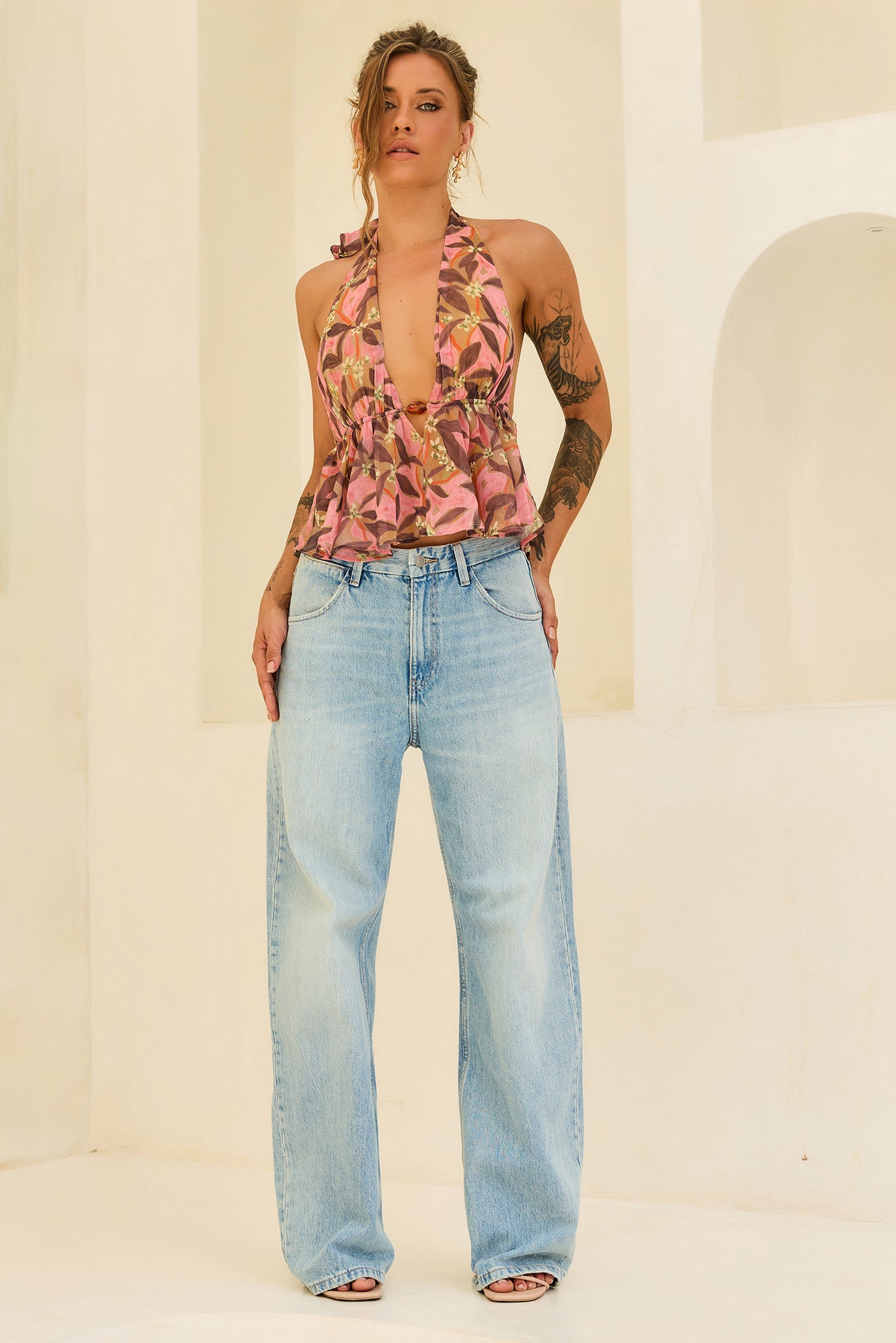 Rosé Sunset Chiffon Top - Pink Multi