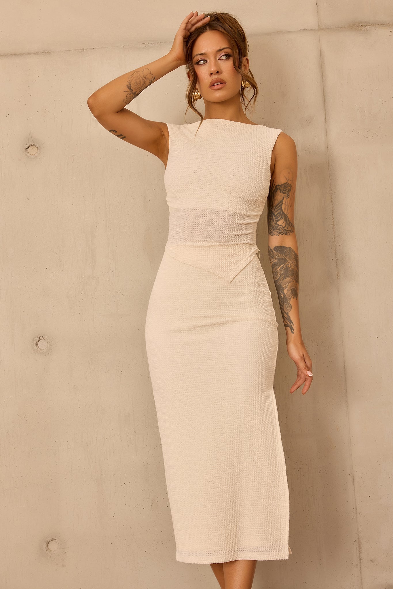 Sculpted Grace Jersey Top - Cream
