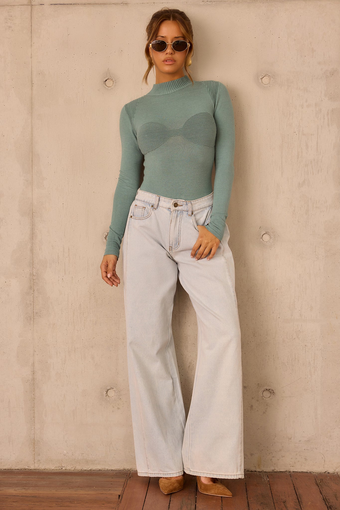 Sculpted Verse Knit Bodysuit - Sage