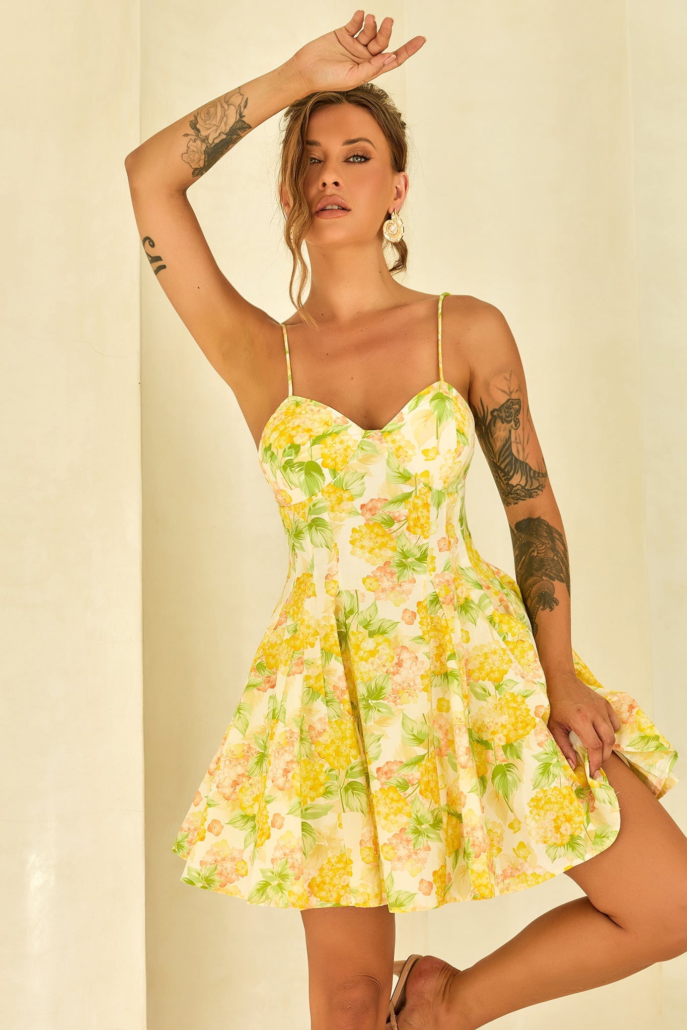Signature Lady Woven Mini Dress - Yellow