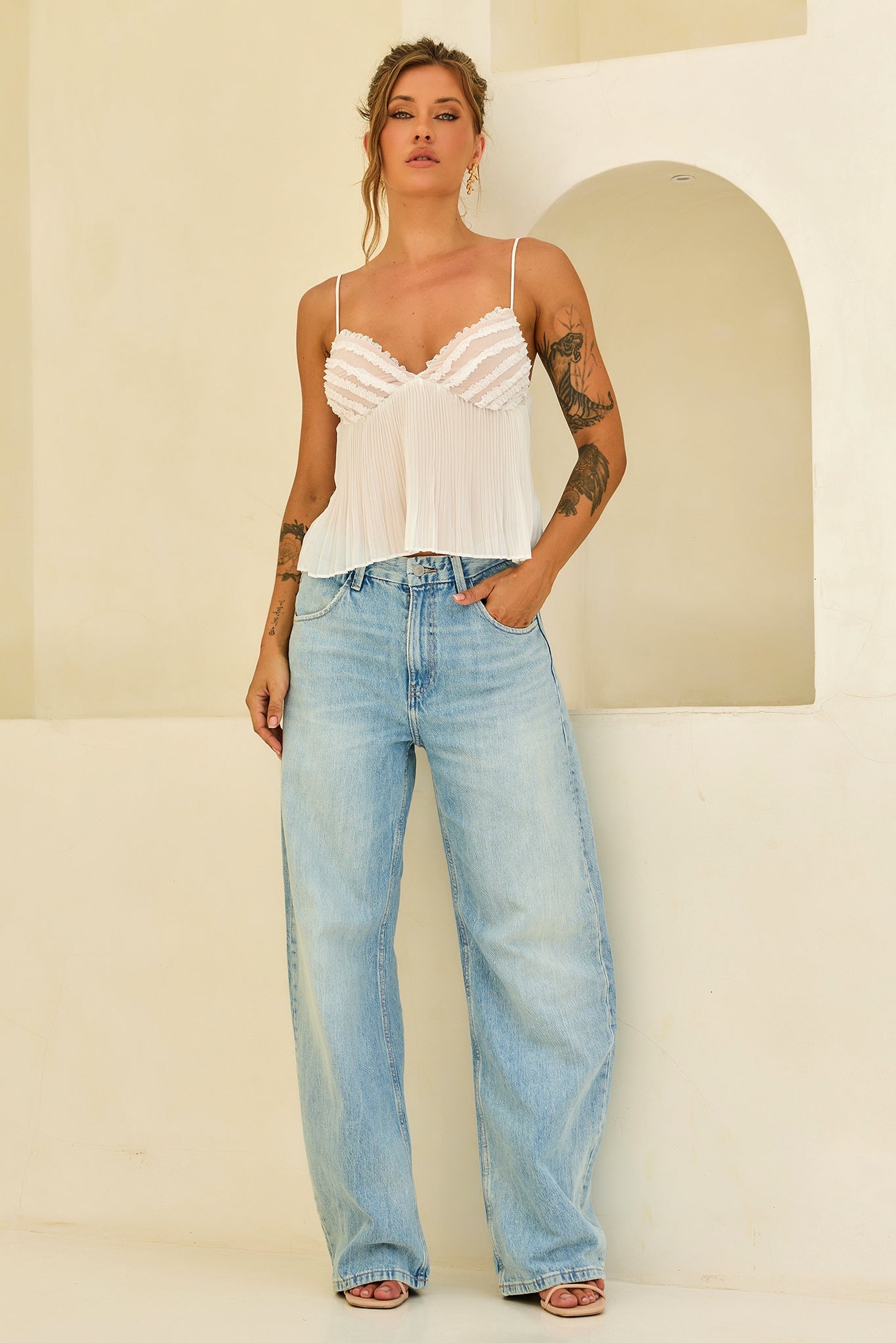 Soft Moonlit Chiffon Top - White