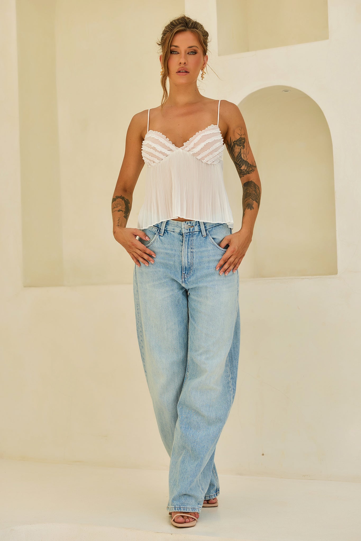 Soft Moonlit Chiffon Top - White