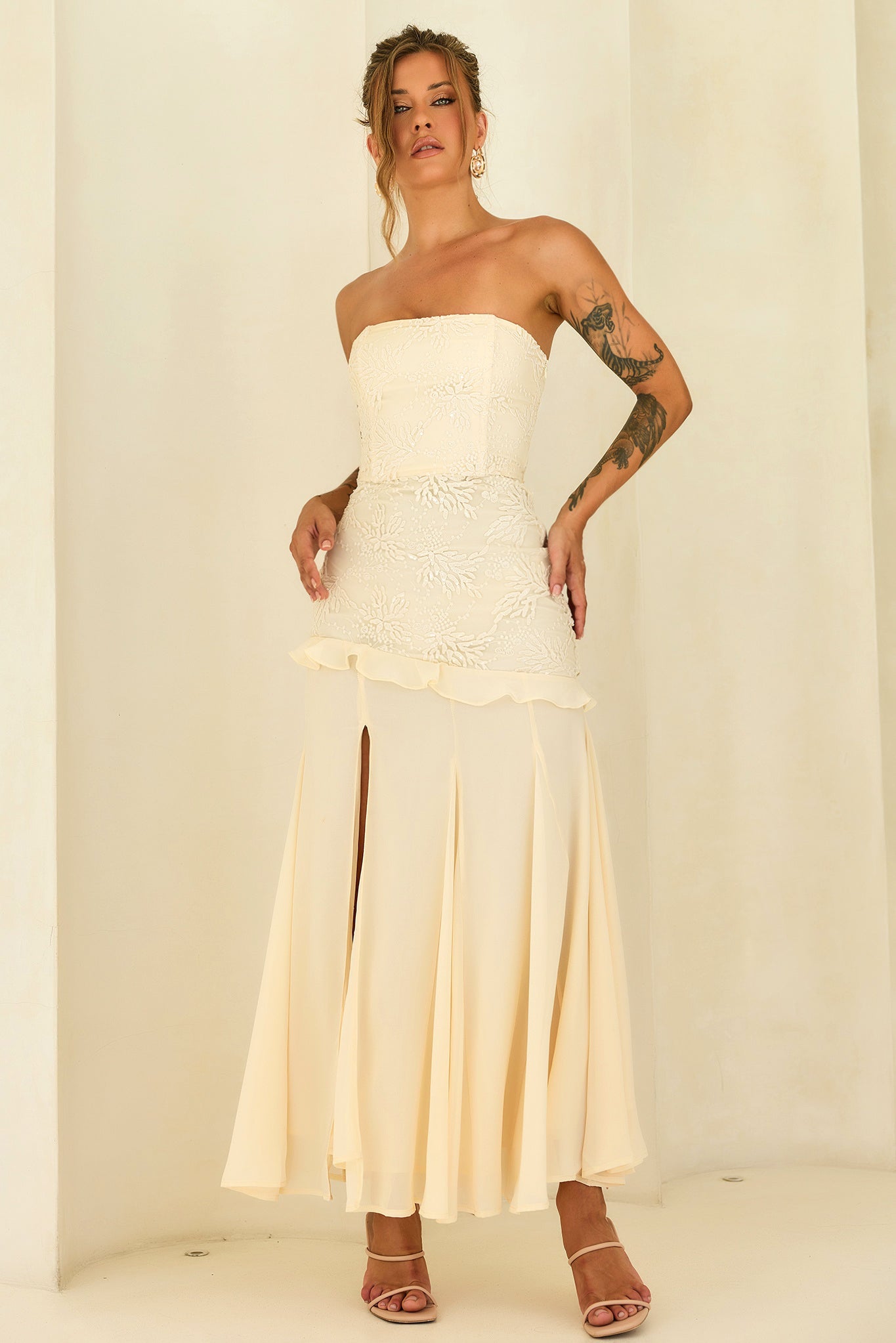 Sugar Reverie Lace Maxi Dress - Ivory