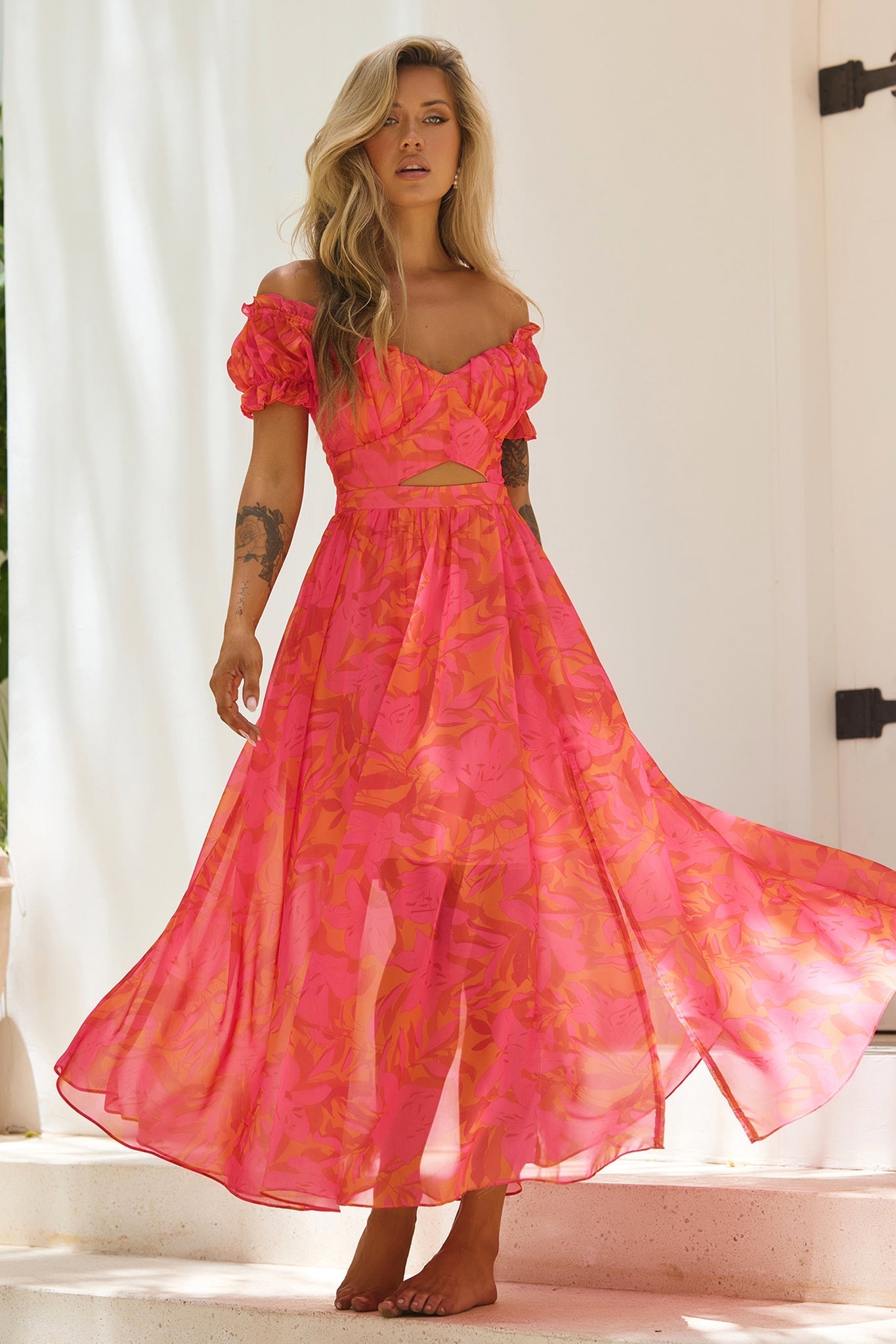 Sunset Serenade Maxi Dress - Pink Multi