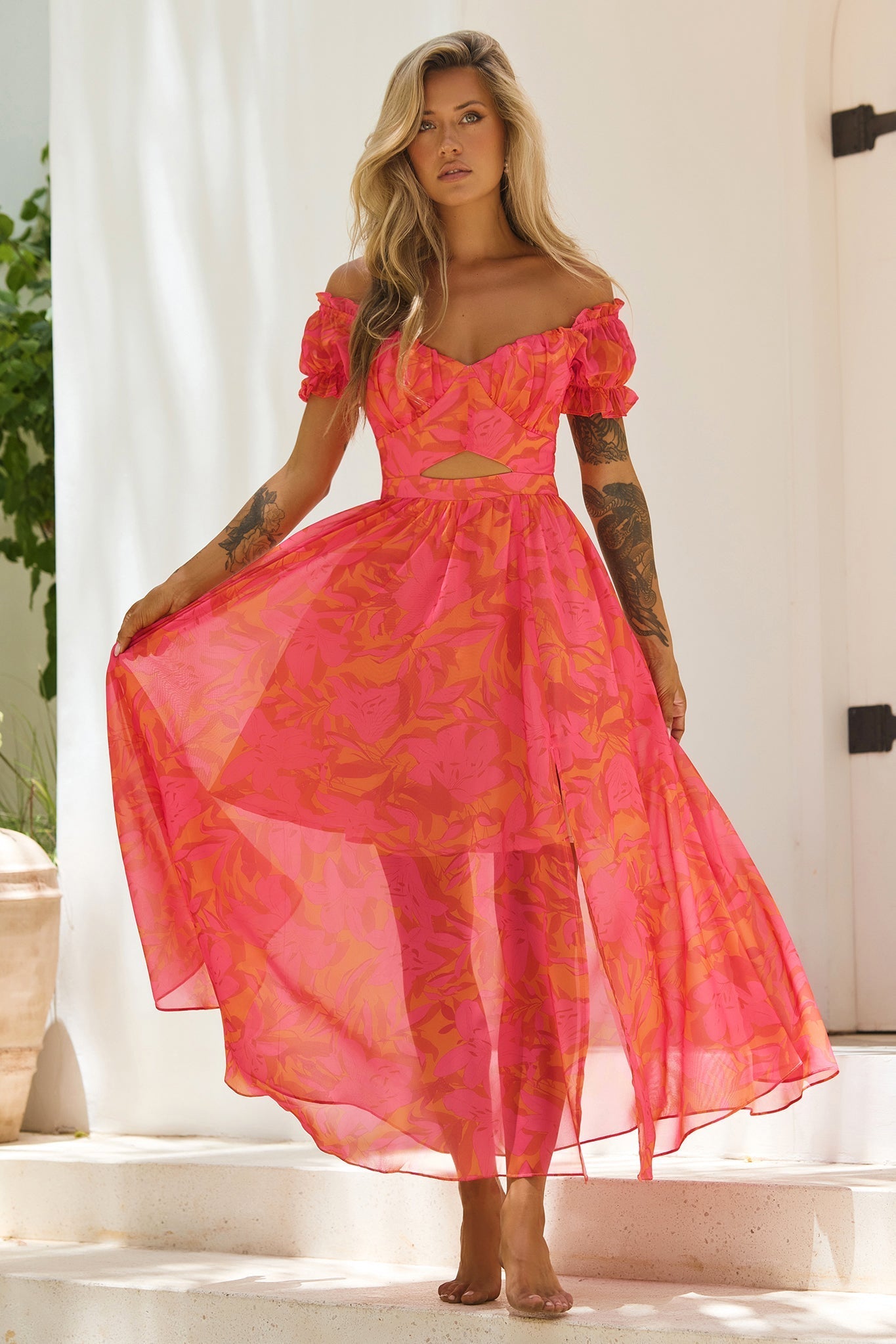 Sunset Serenade Maxi Dress - Pink Multi