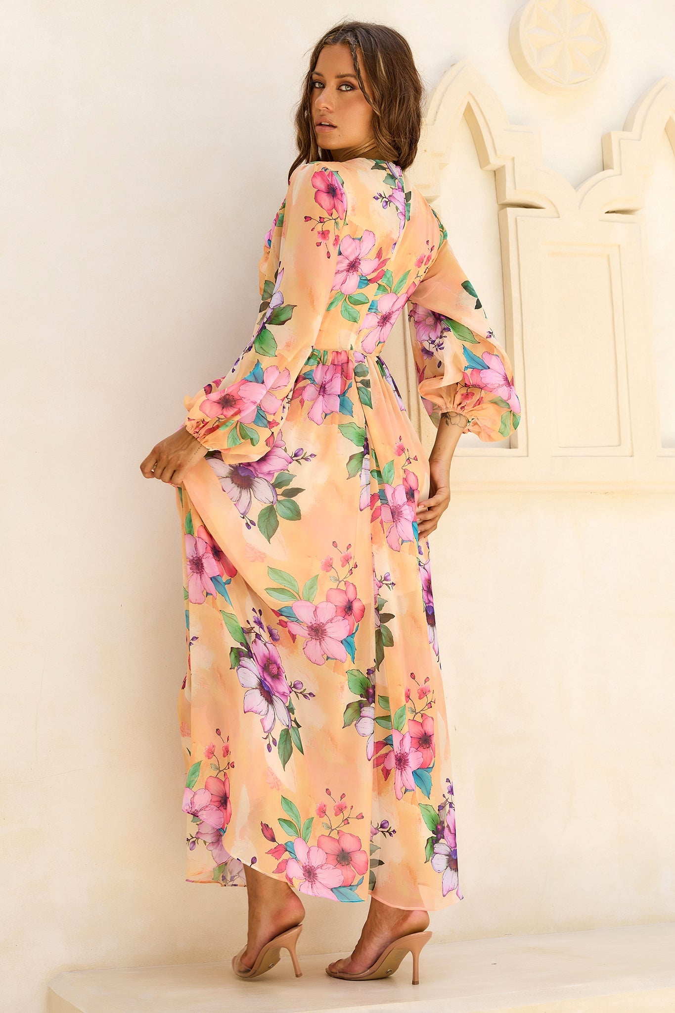 Sweet Charm Chiffon Maxi Dress - Yellow Multi