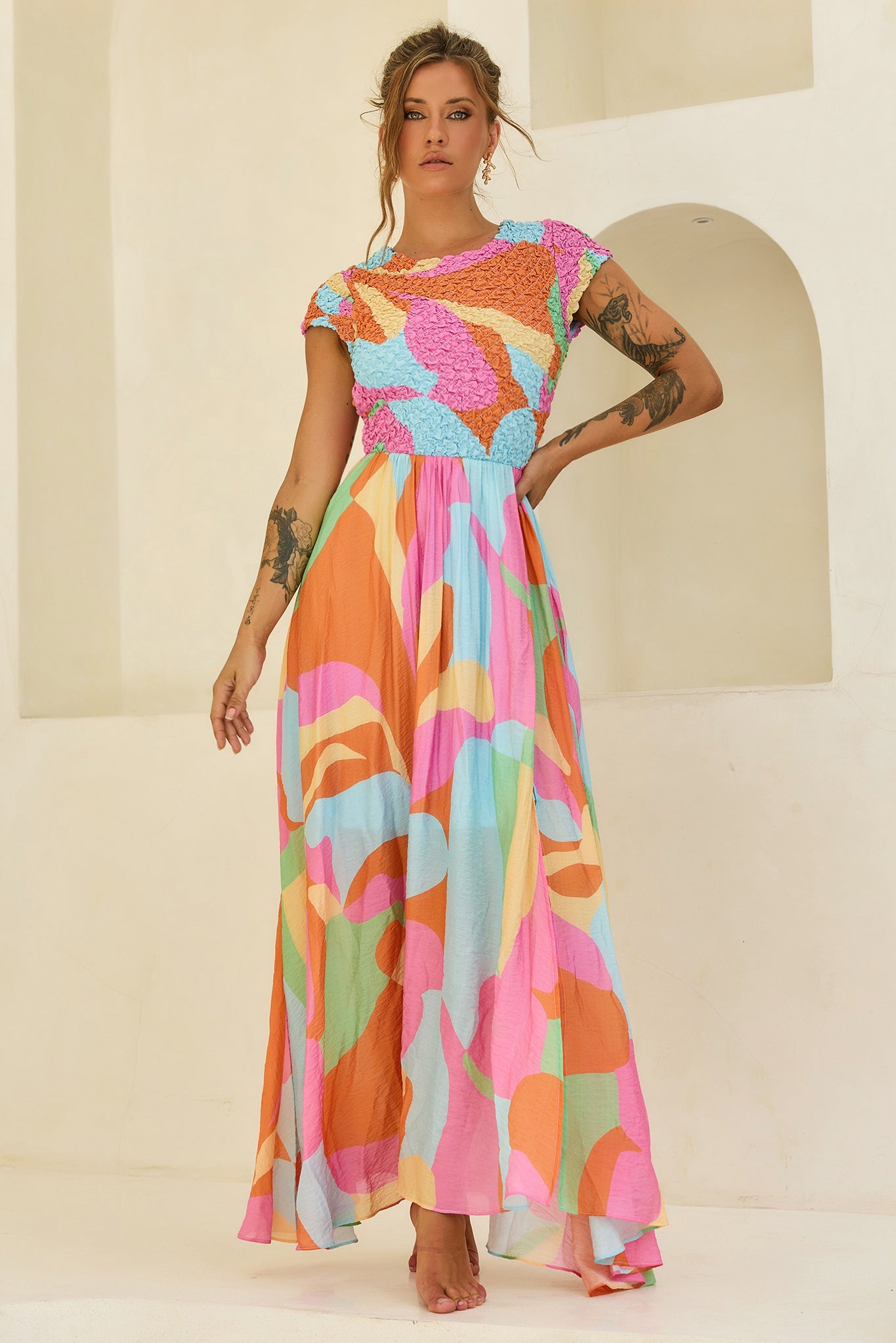 You For Me Woven Maxi Dress - Aqua Multi