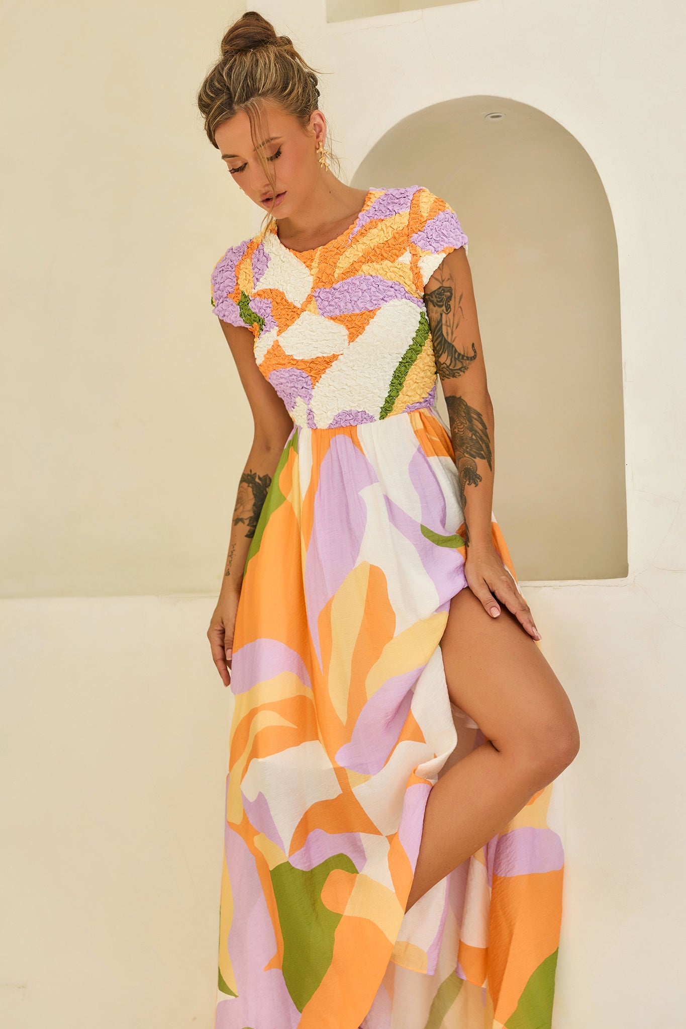You For Me Woven Maxi Dress - Orange Multi