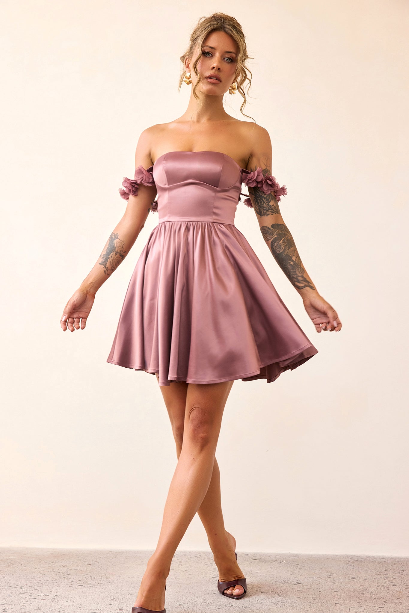 Soft Confession Satin Mini Dress - Mauve