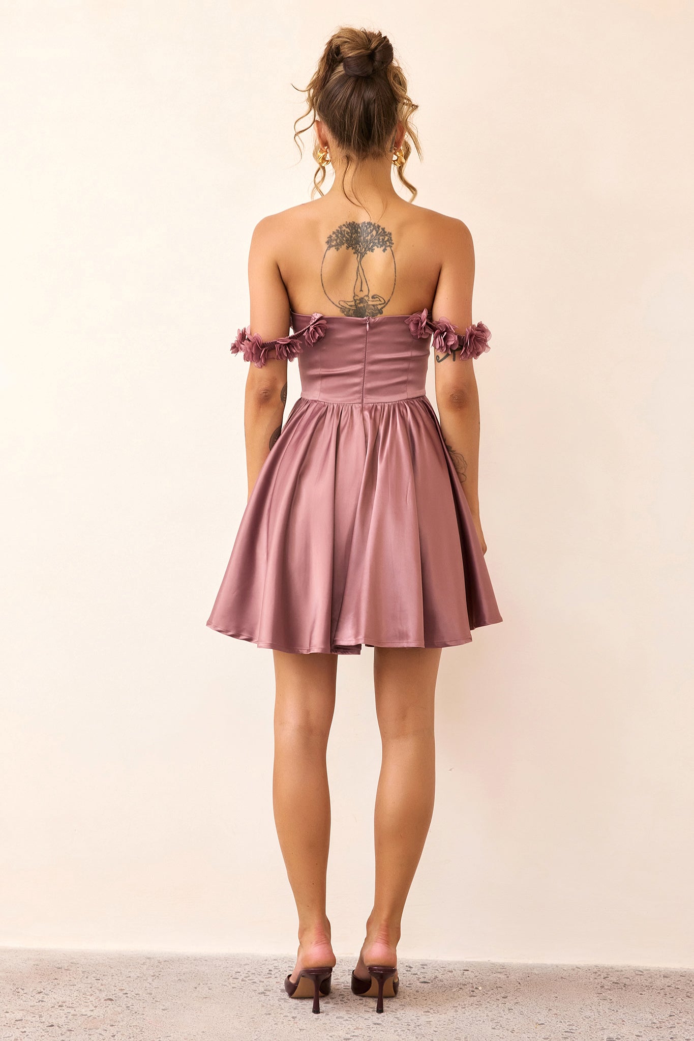 Soft Confession Satin Mini Dress - Mauve