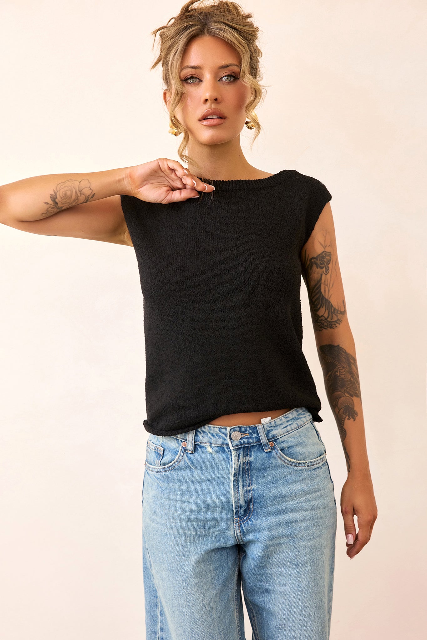 Dance In The Sun Knit Top - Black
