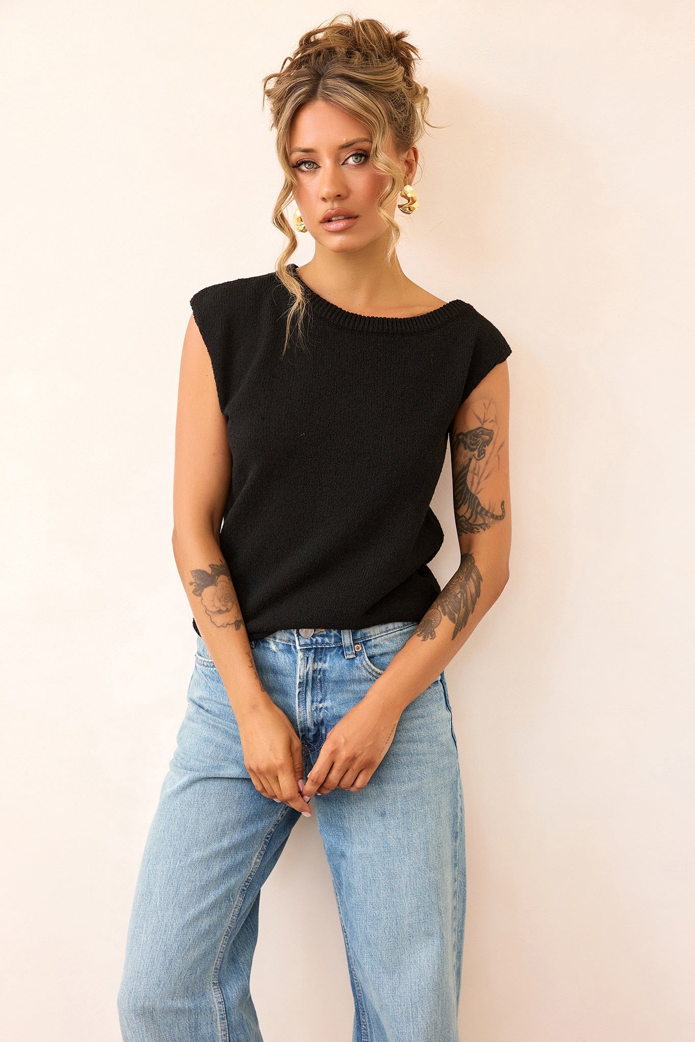 Dance In The Sun Knit Top - Black
