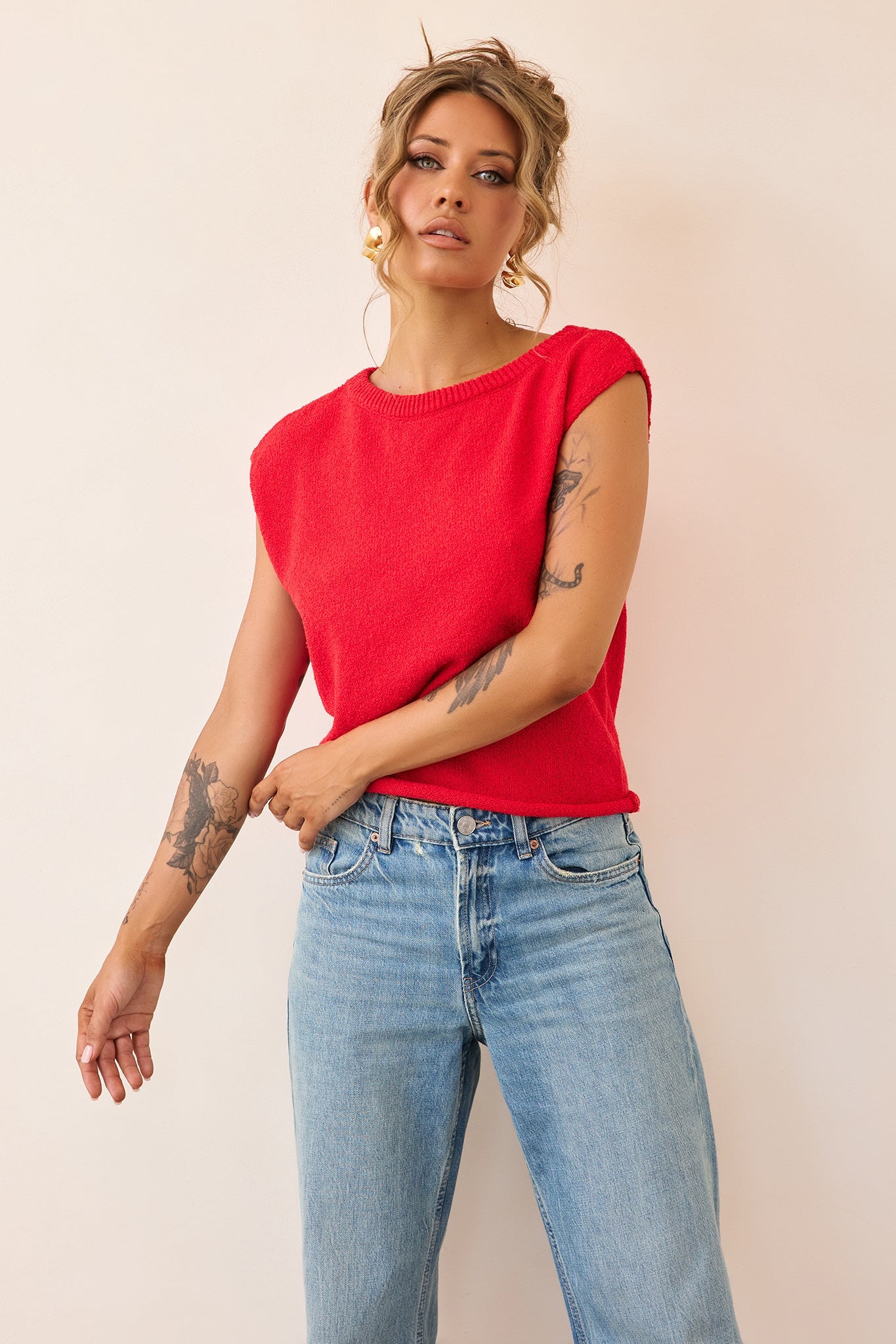 Dance In The Sun Knit Top - Red