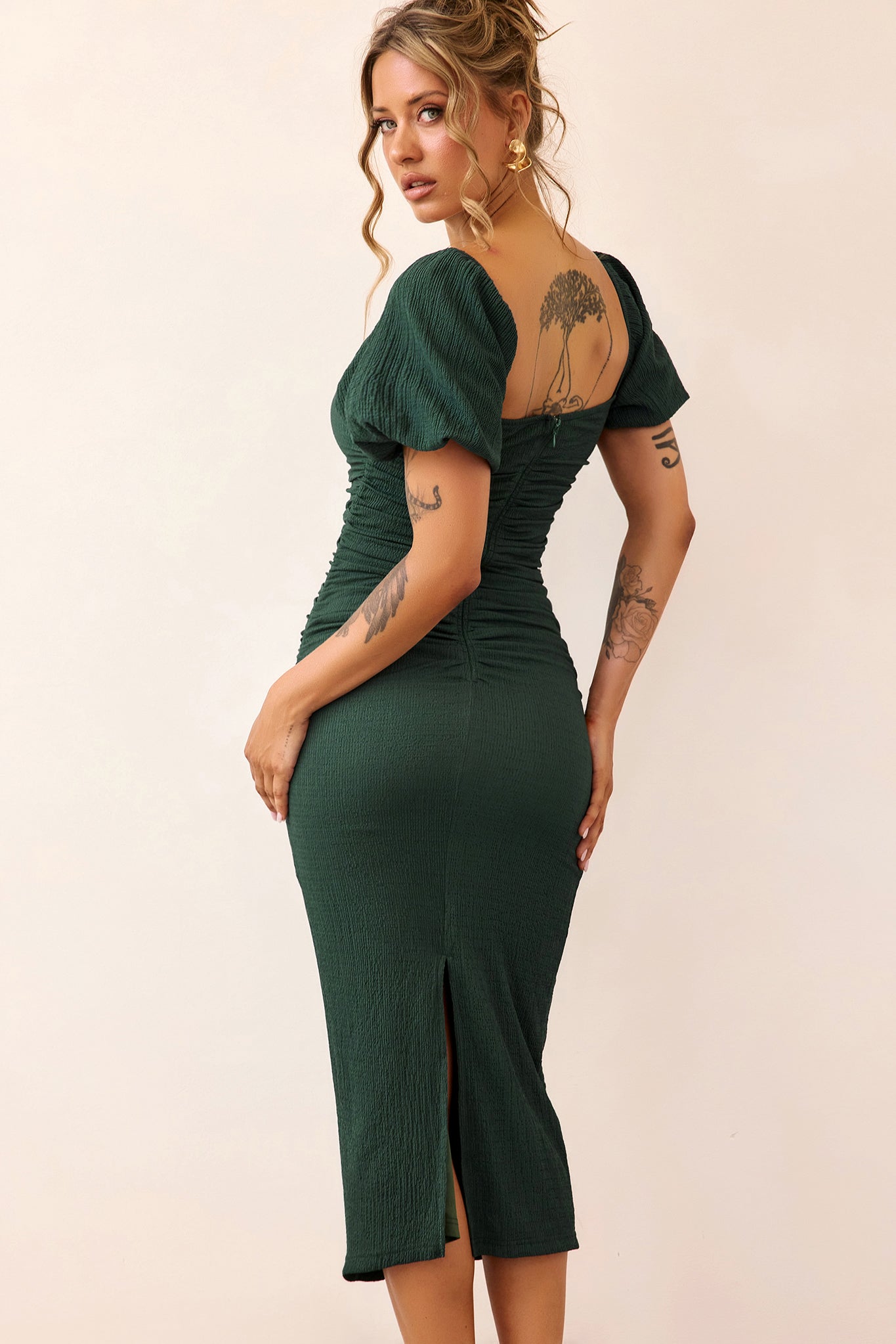 Our Memories Jersey Midi Dress - Forest Green