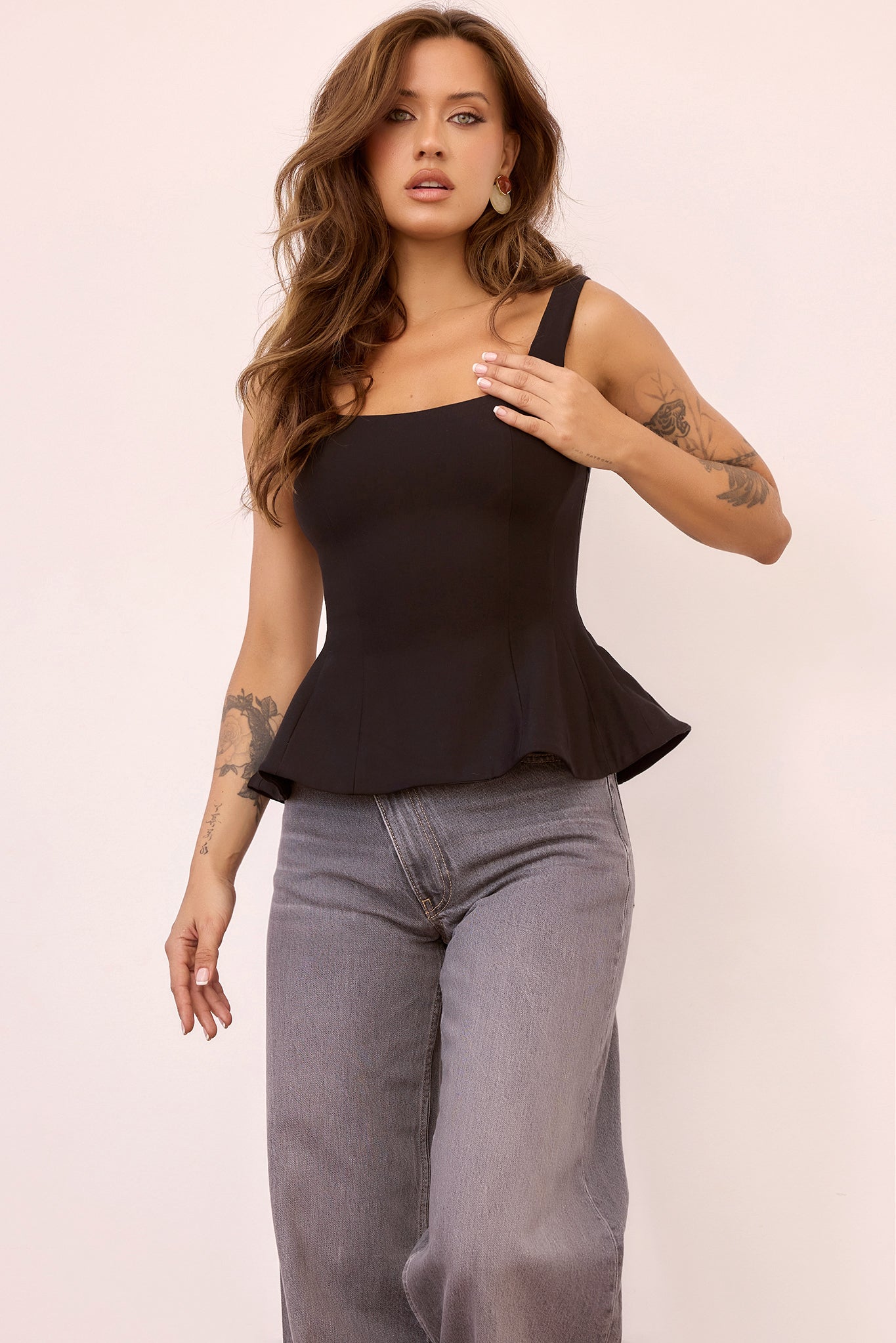 Serene Wave Jersey Top - Black