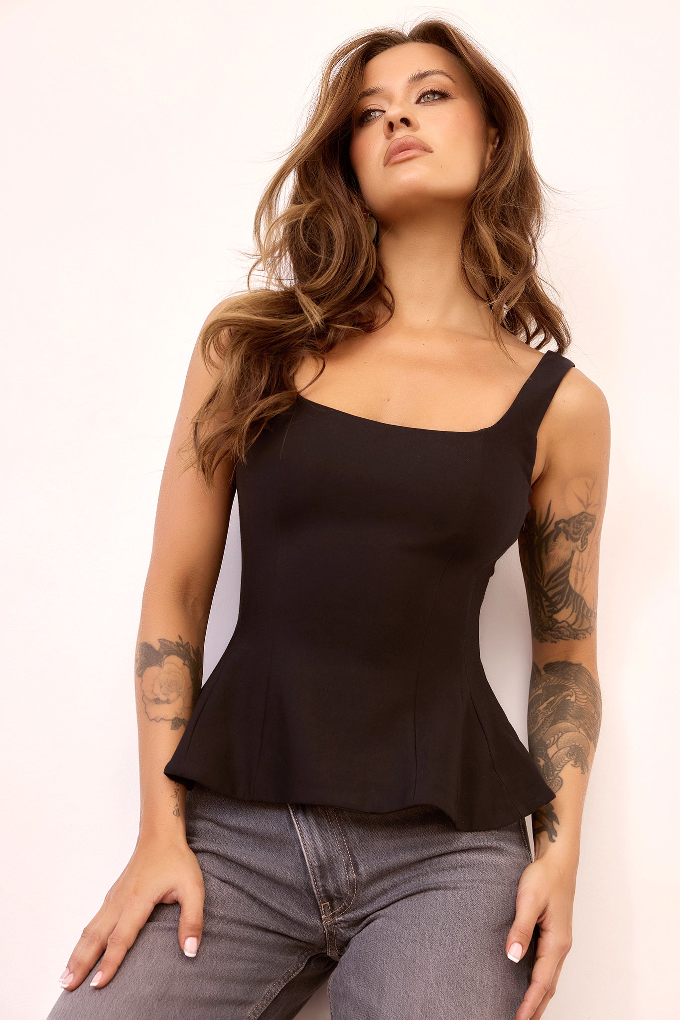 Serene Wave Jersey Top - Black