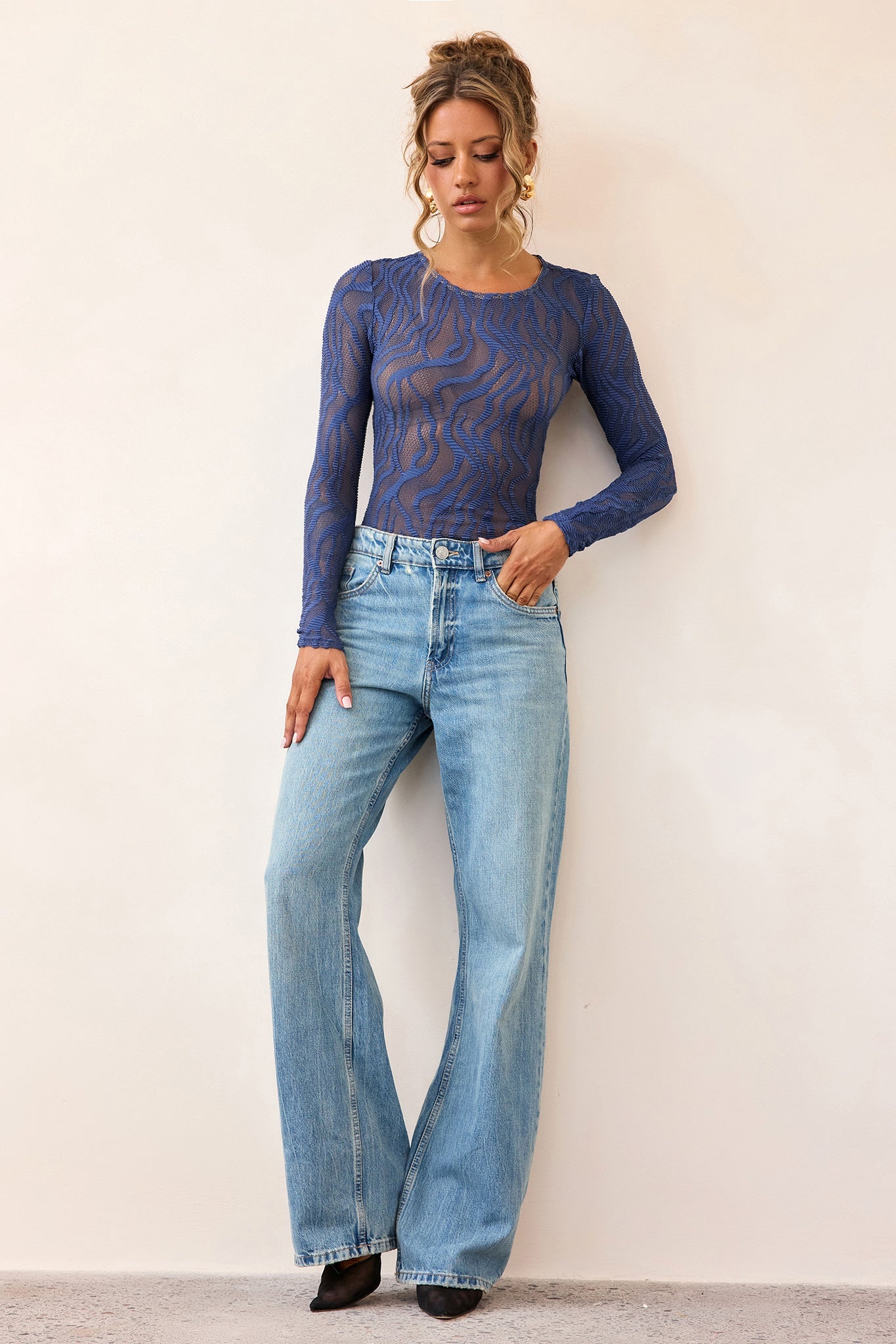 Siren Flow Lace Bodysuit - Midnight Blue