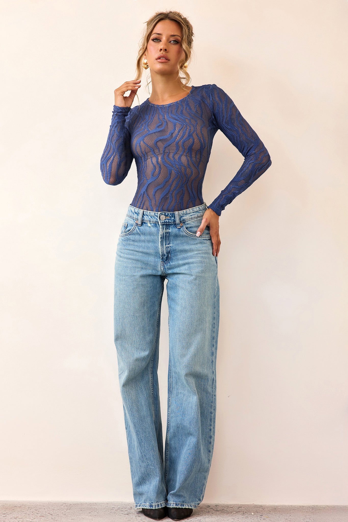 Siren Flow Lace Bodysuit - Midnight Blue