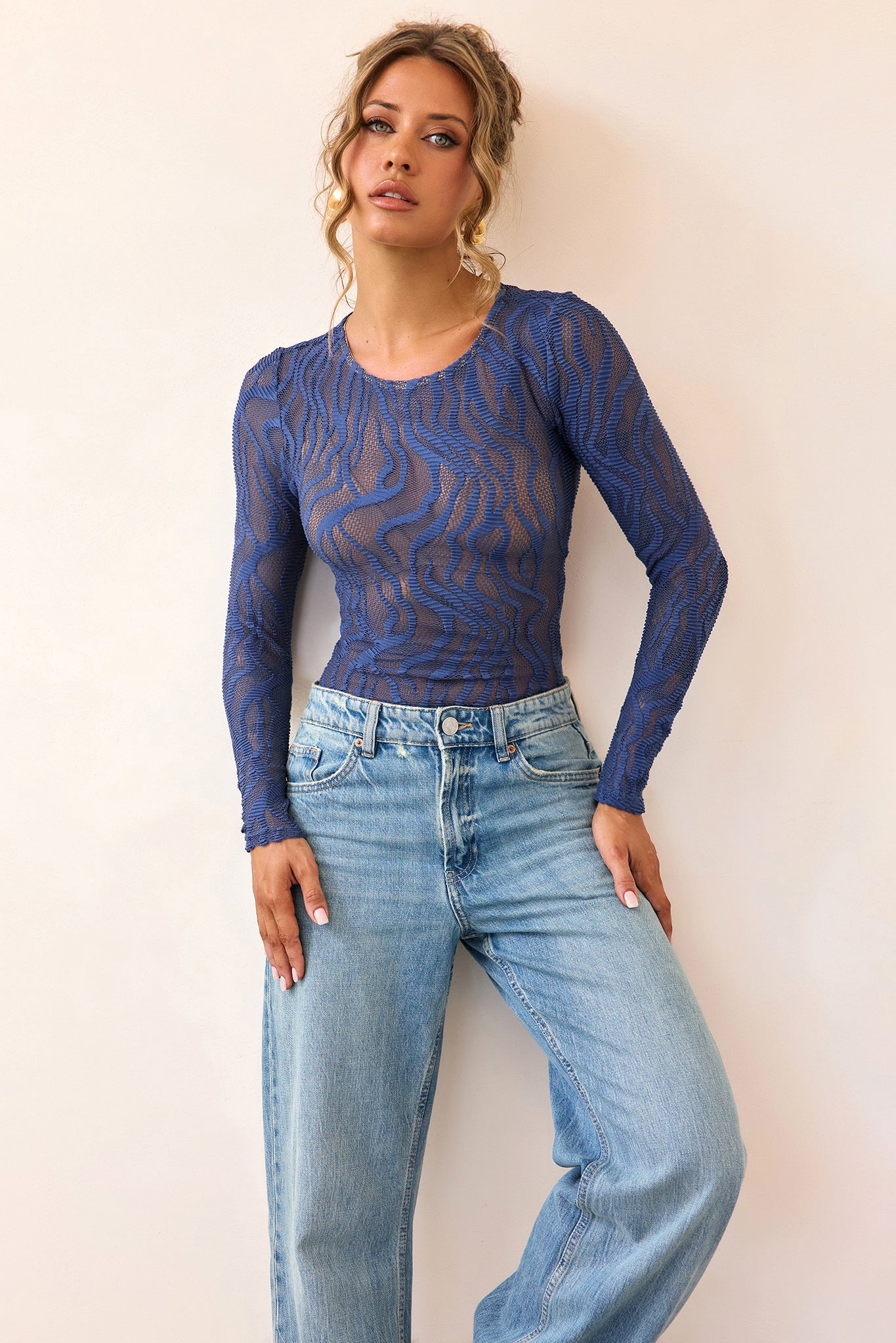 Siren Flow Lace Bodysuit - Midnight Blue