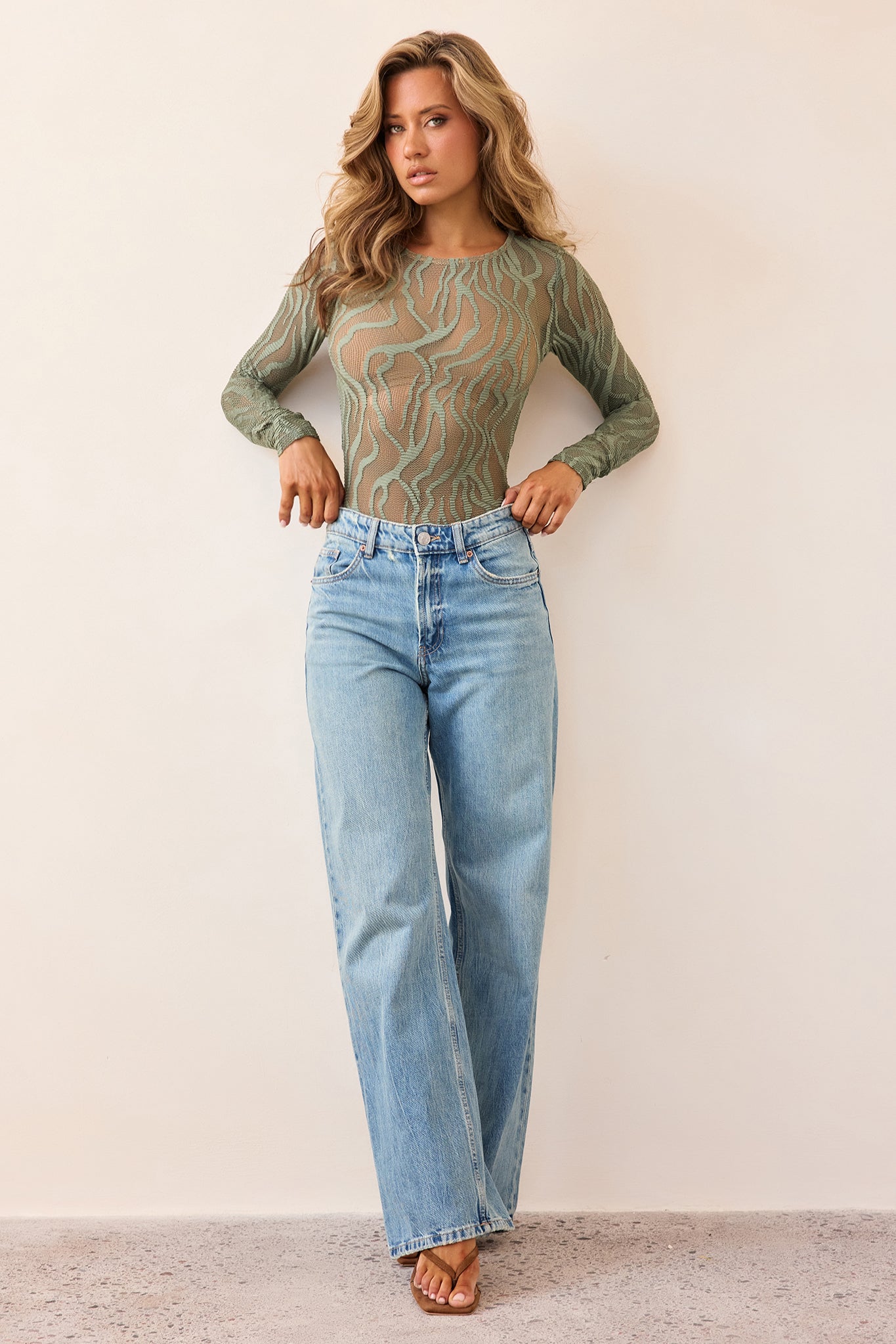 Siren Flow Lace Bodysuit - Olive