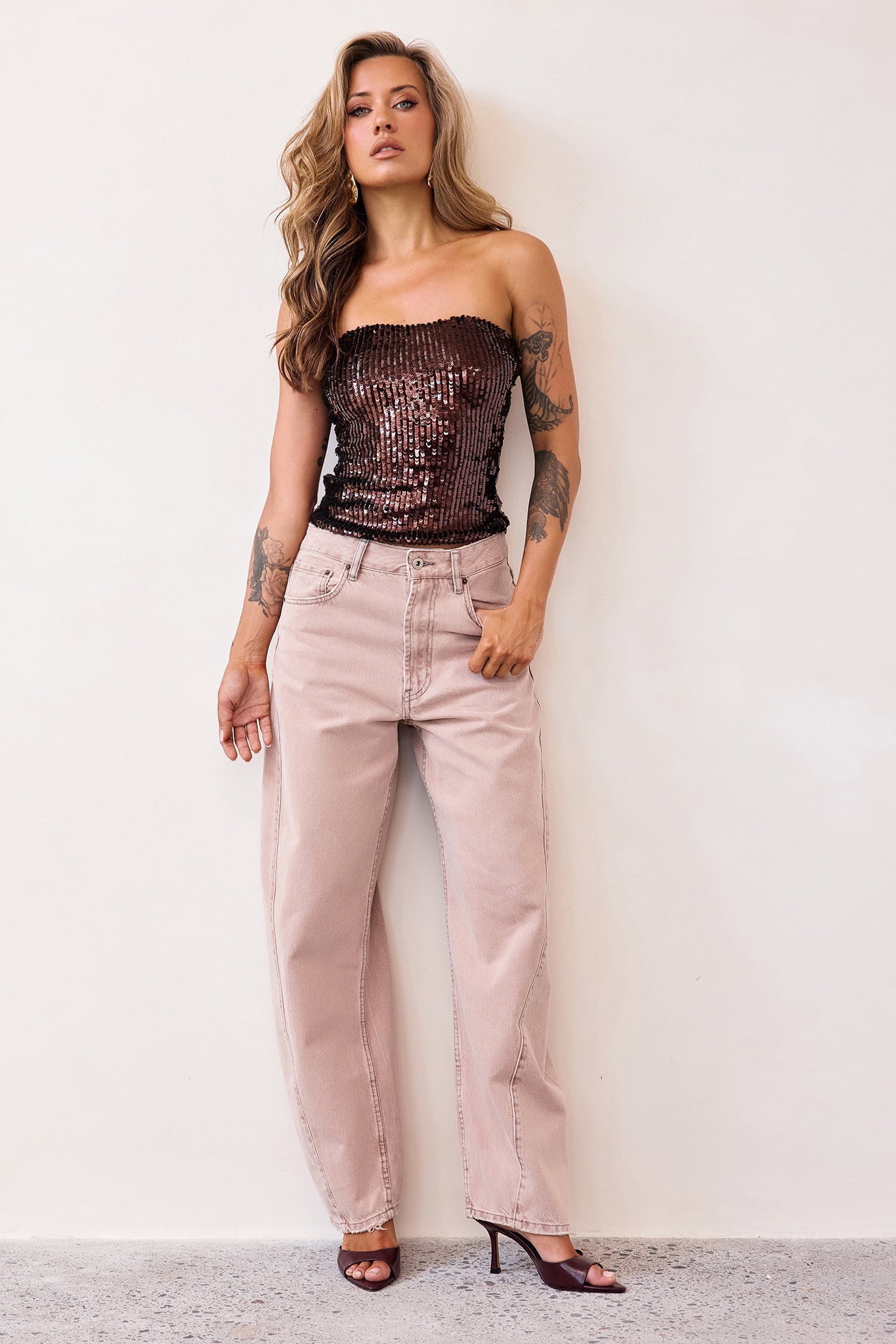Midnight Pulse Sequin Top - Chocolate