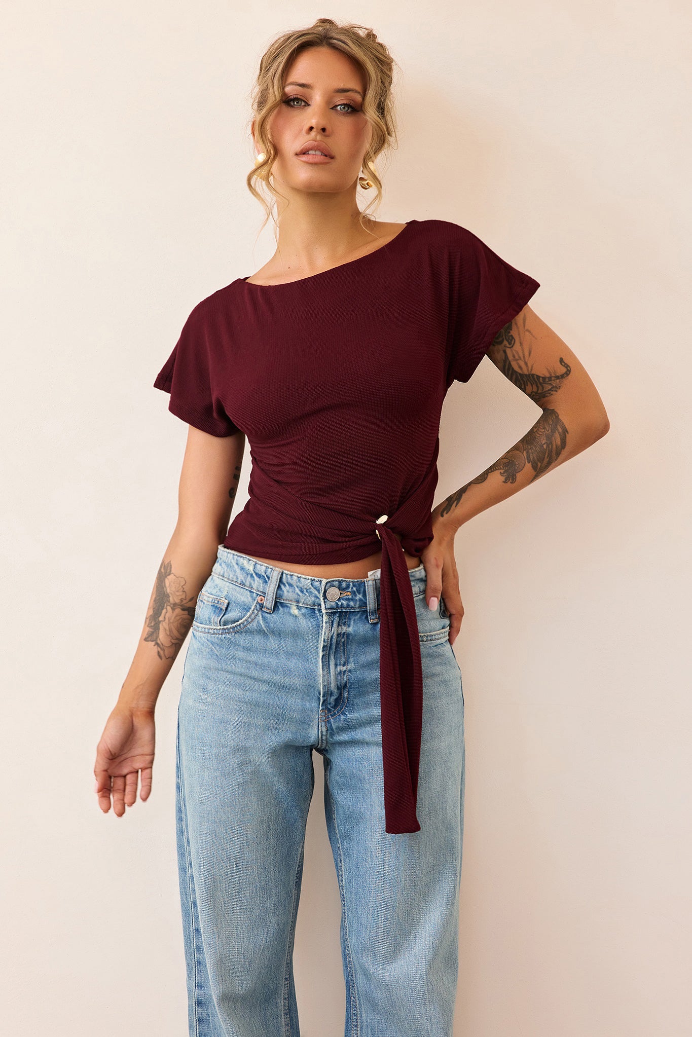Quiet Form Jersey Top - Wine