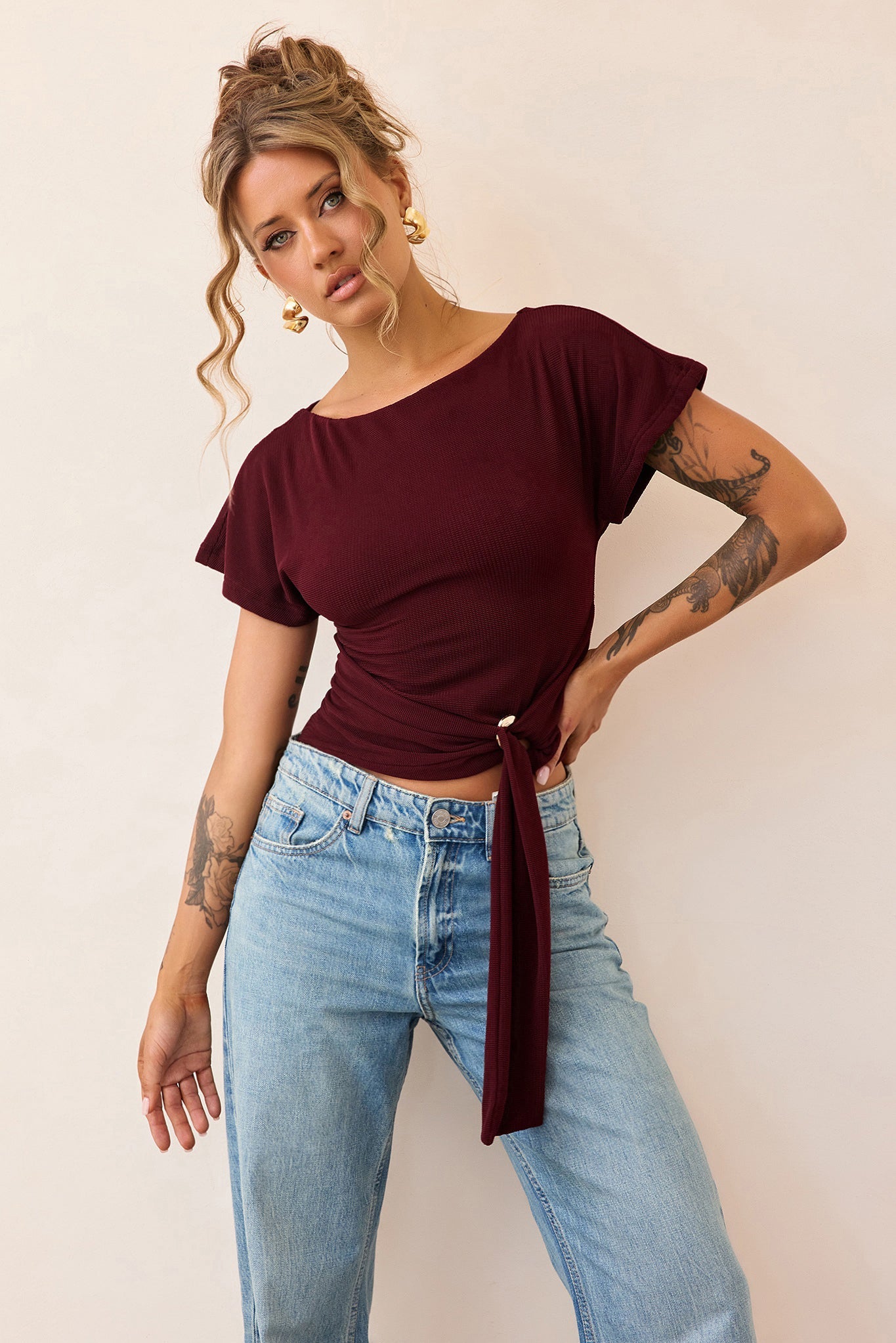 Quiet Form Jersey Top - Wine