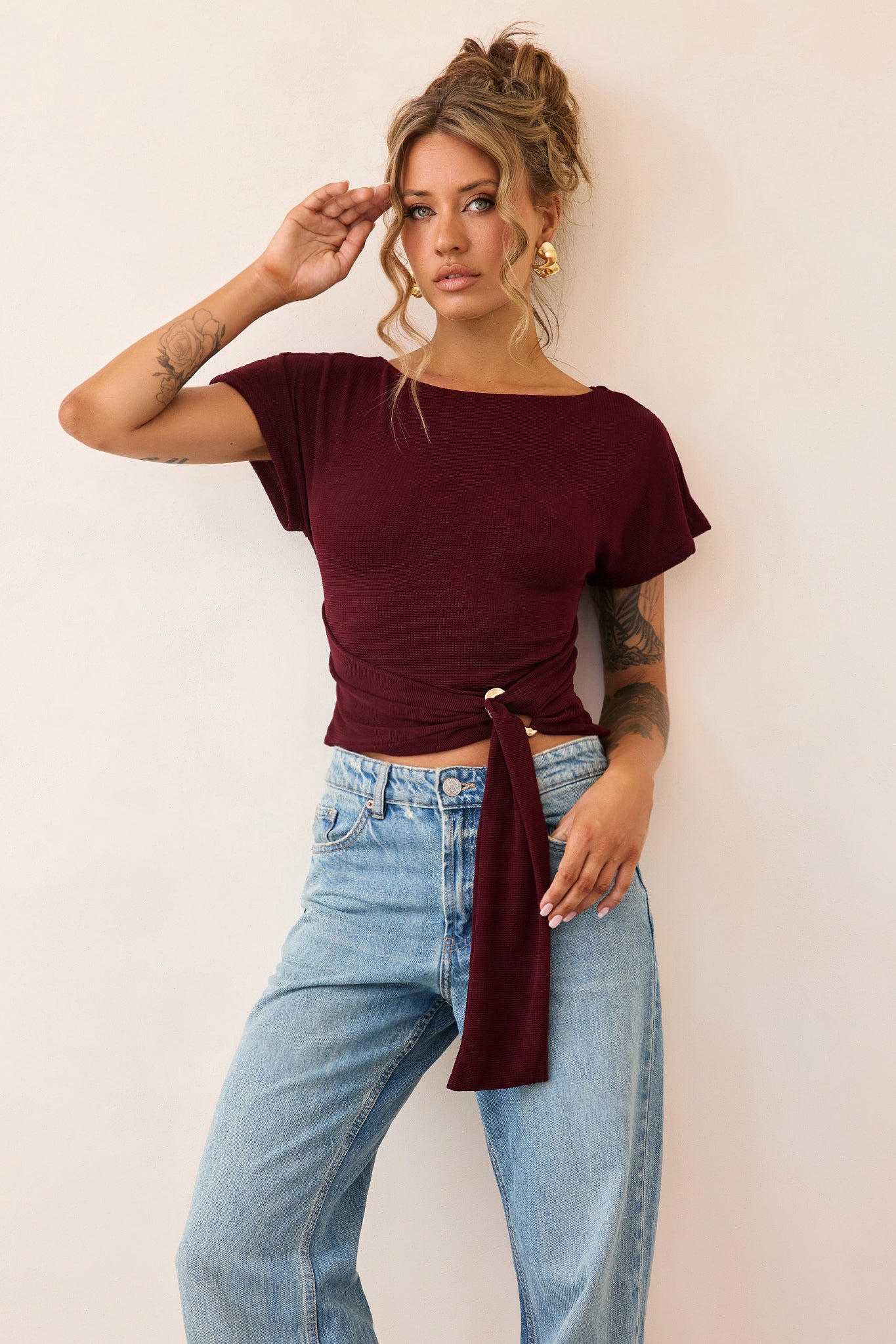 Quiet Form Jersey Top - Wine