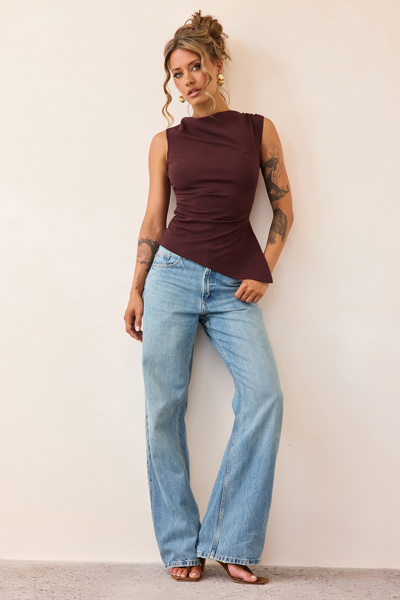 After Dark Drape Jersey Top - Cocoa