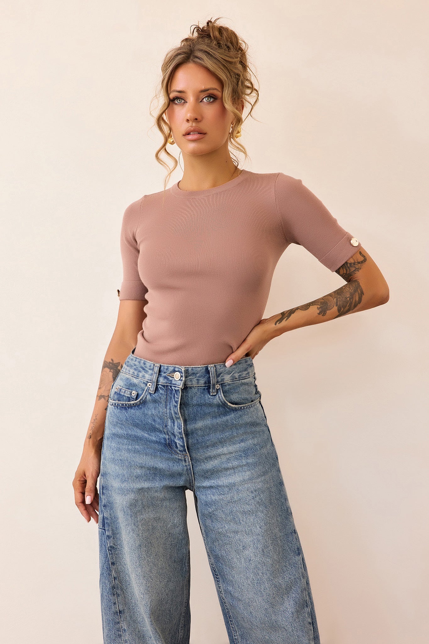 Sculpt Rib Knit Top - Mocha