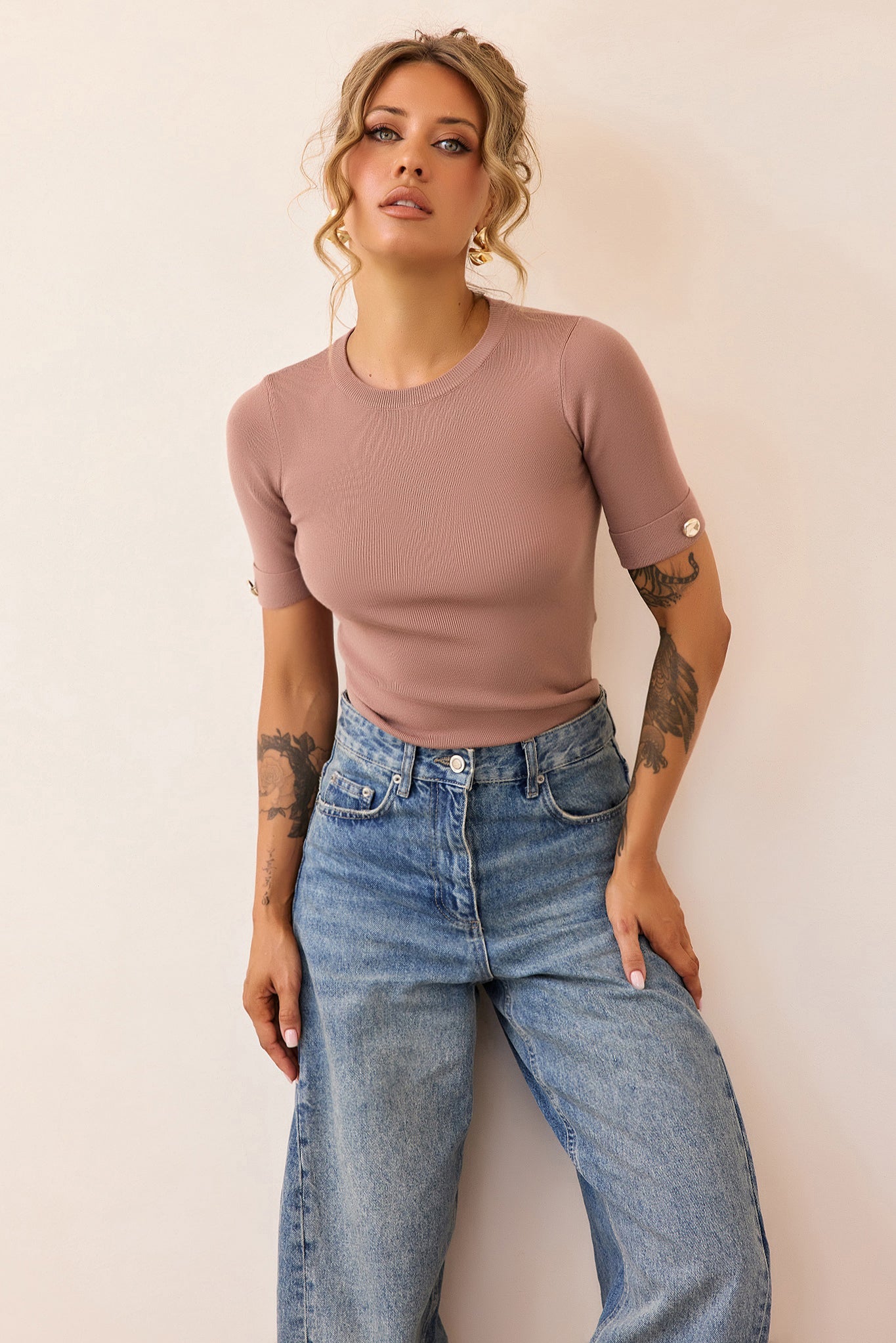 Sculpt Rib Knit Top - Mocha