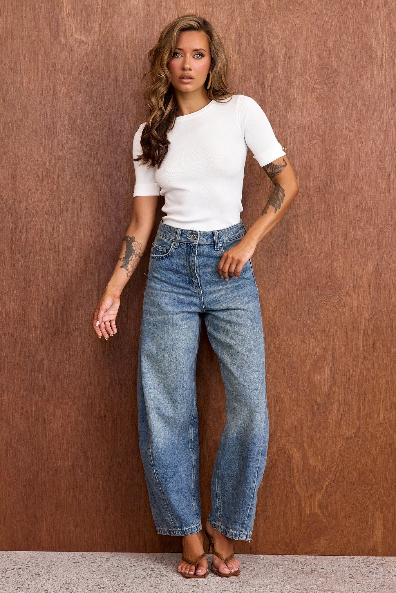 Sculpt Rib Knit Top - White