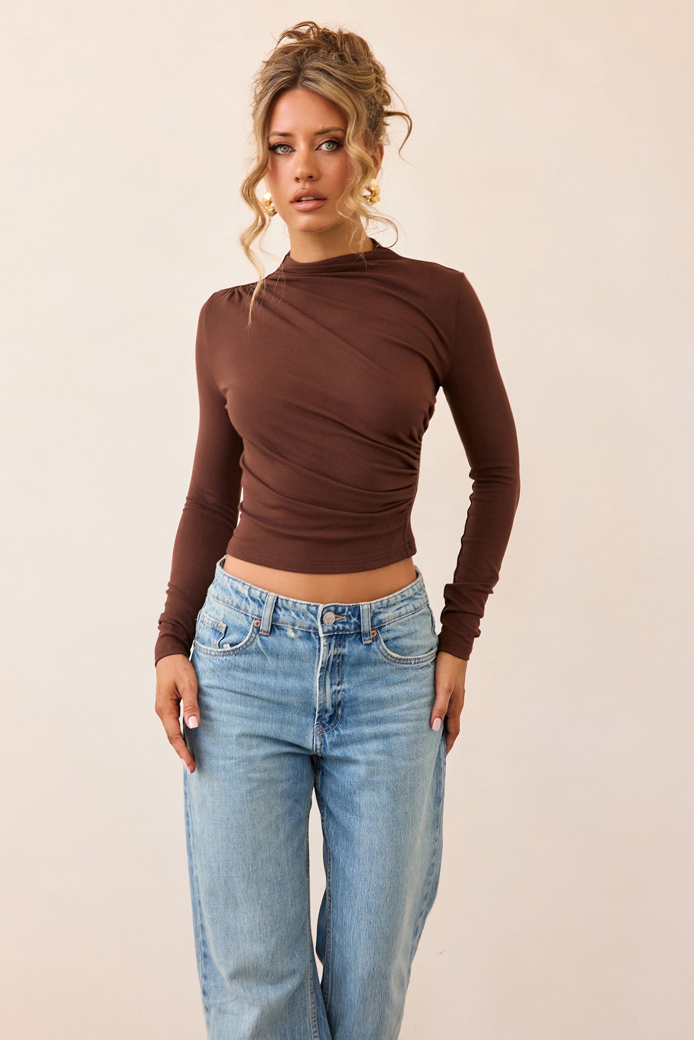 Contour Whisper Jersey Top - Brown