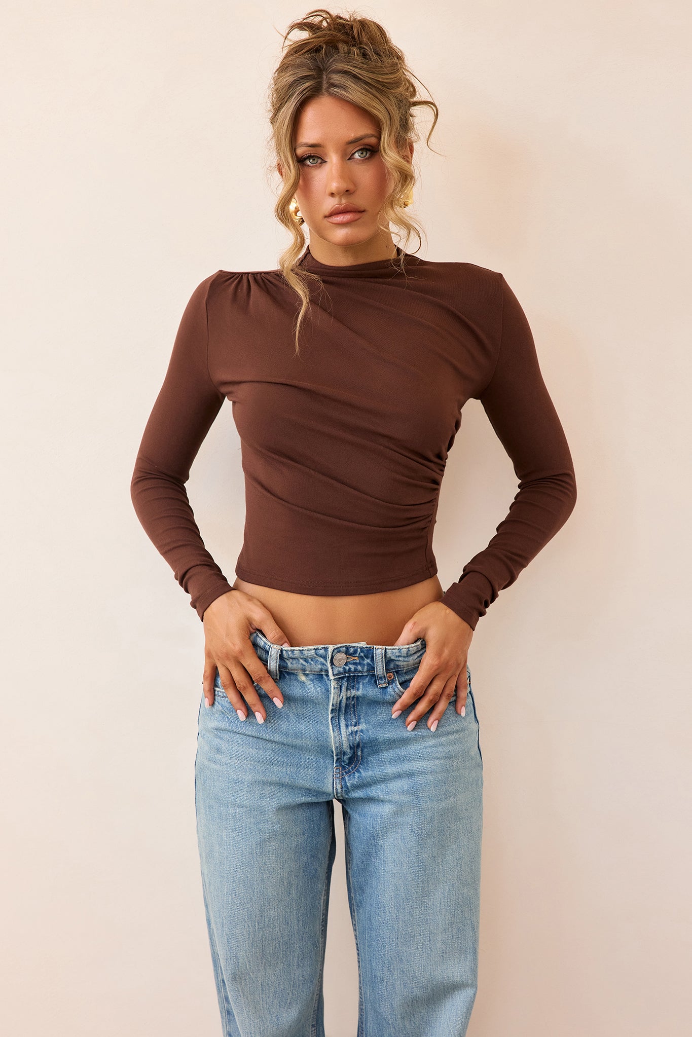 Contour Whisper Jersey Top - Brown