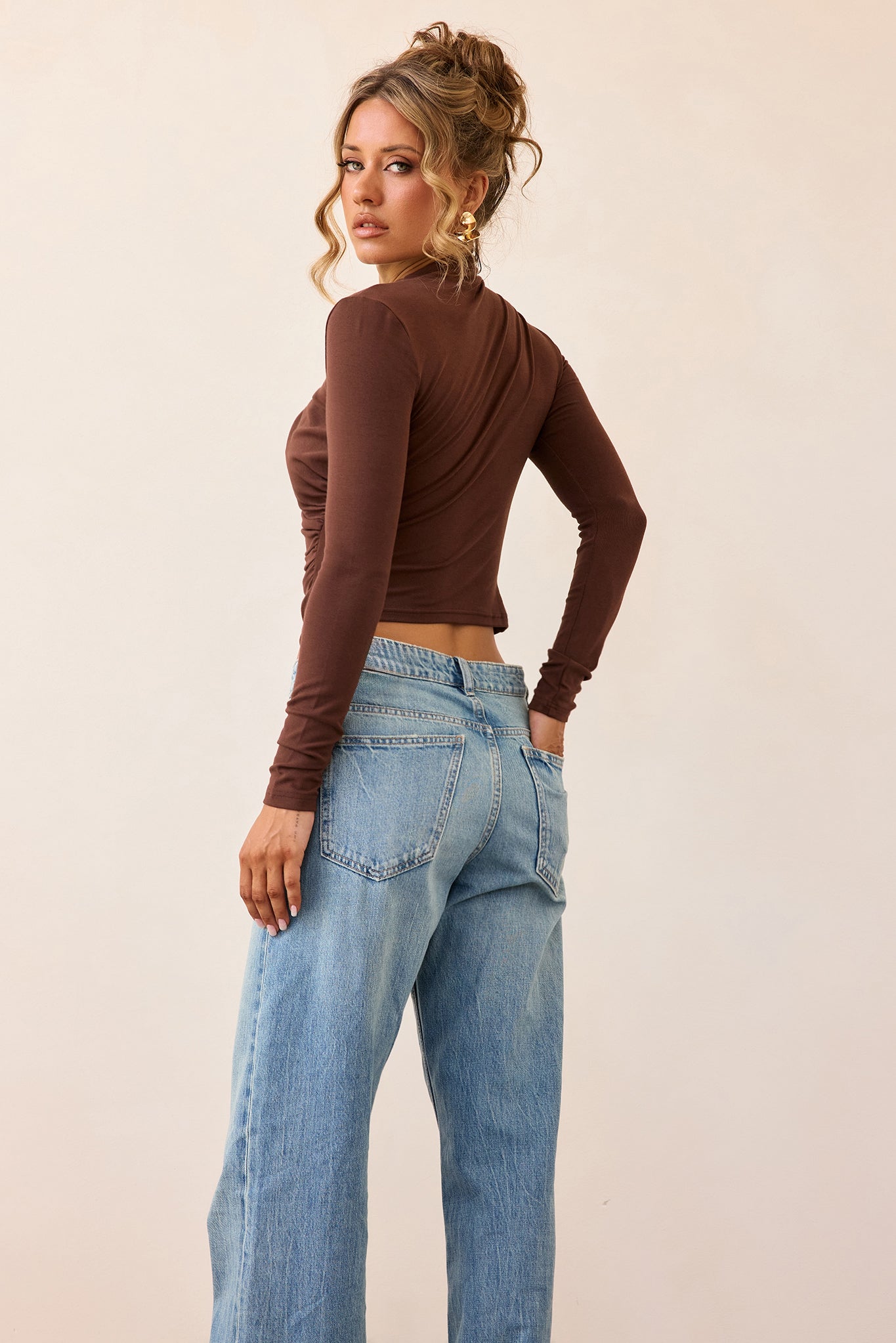 Contour Whisper Jersey Top - Brown
