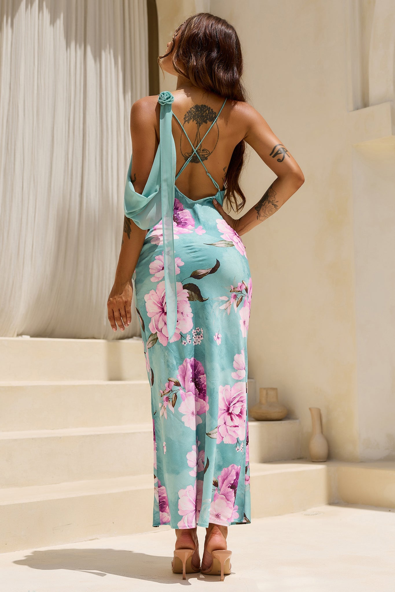 After Dusk Satin Maxi Dress - Sage