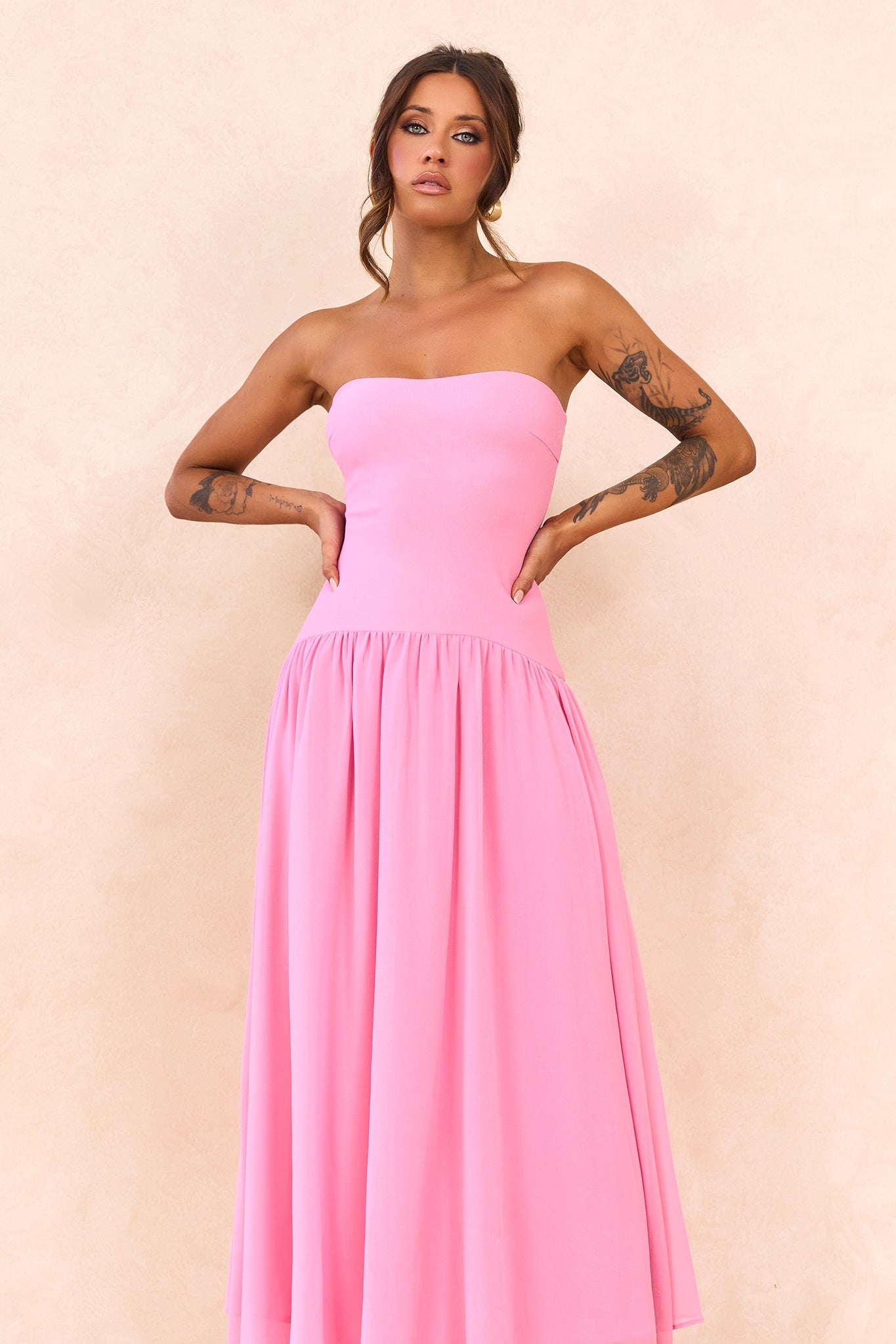 Bare Grace Strapless Maxi Dress - Pink