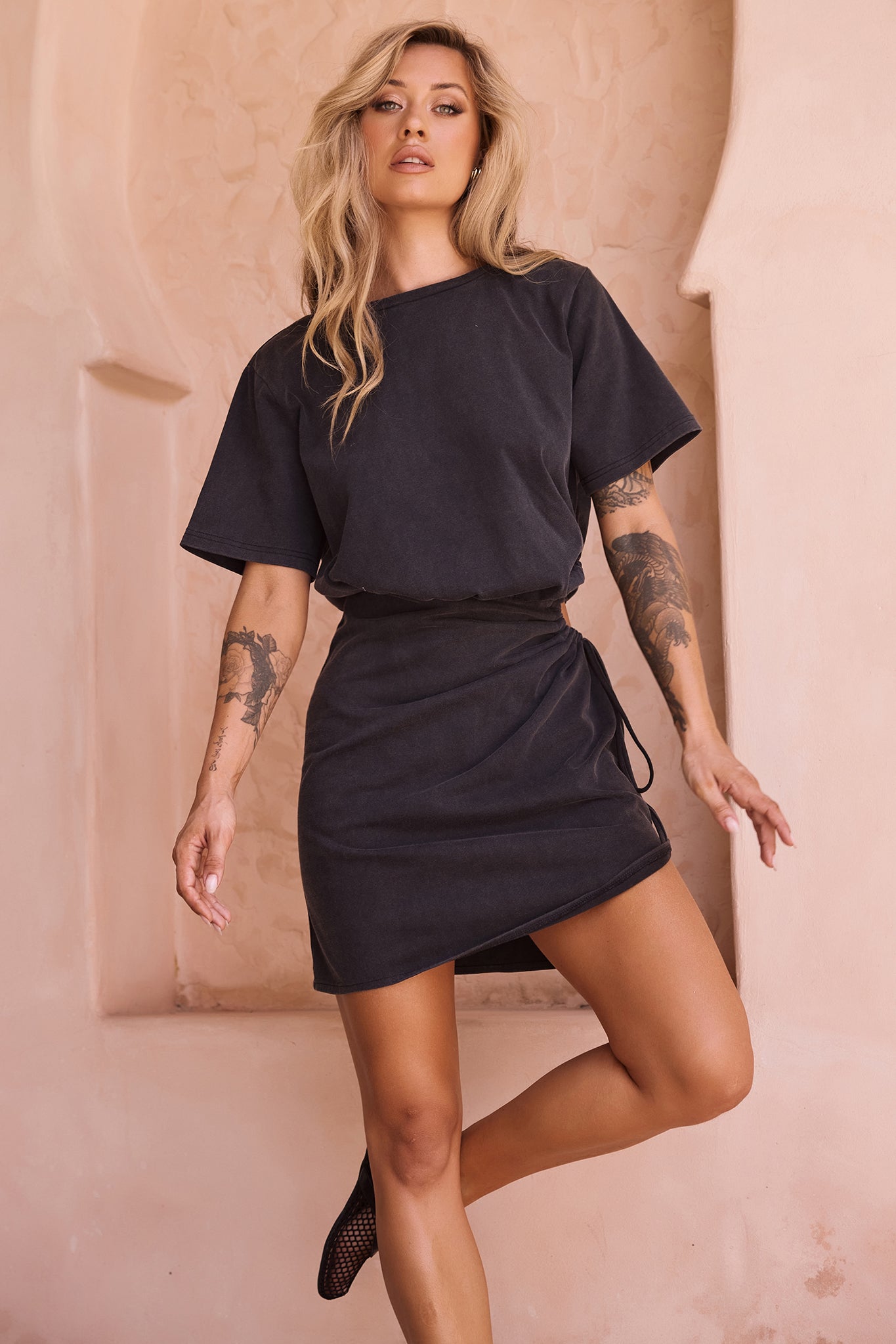 City Sunlight Mini Dress - Washed Black