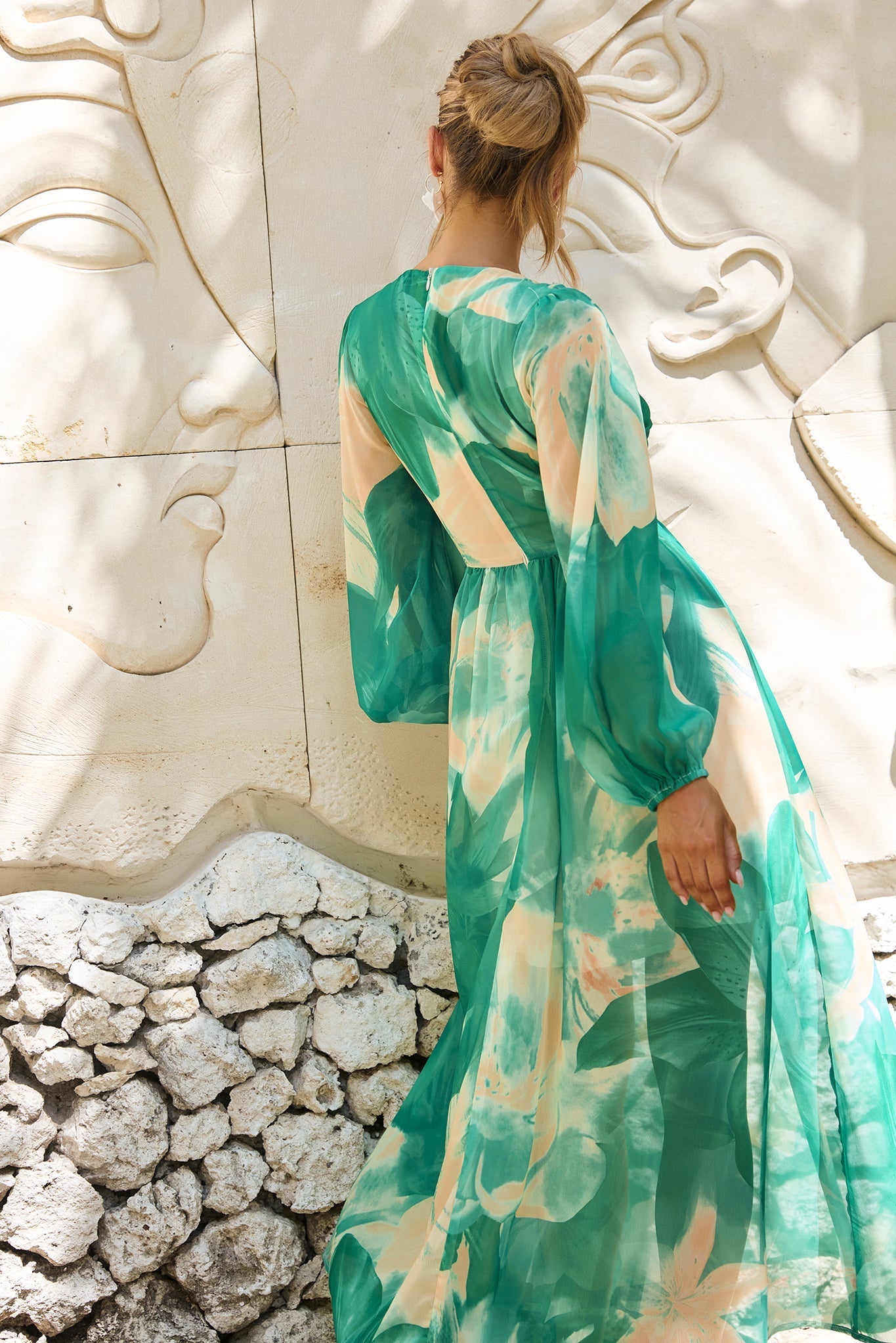 Coastlines Maxi Dress - Green Multi