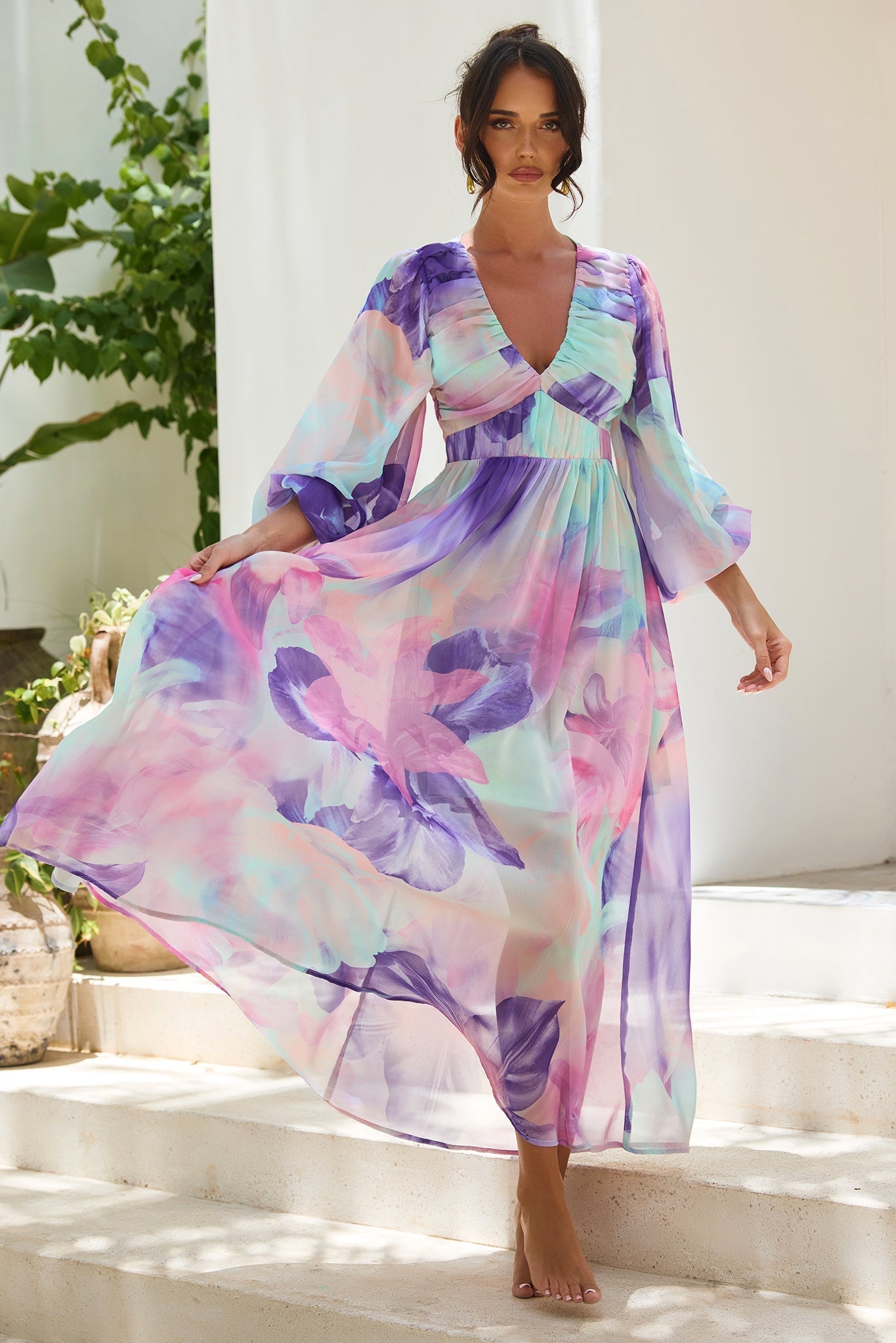 Coastlines Maxi Dress - Purple Multi