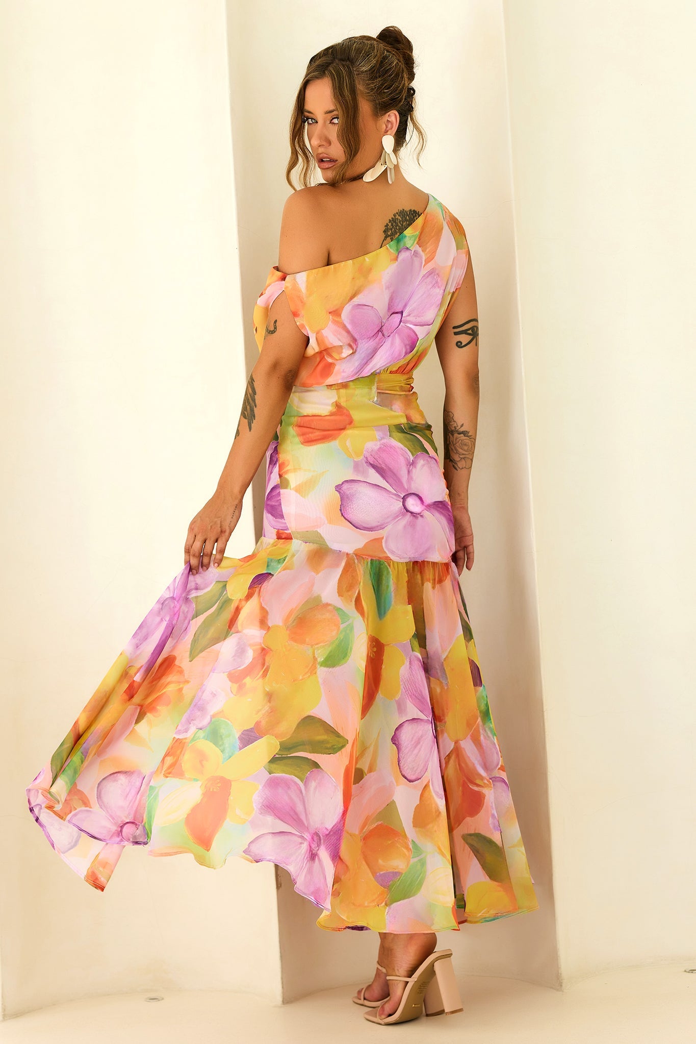 Darling Days Chiffon Maxi Dress - Orange Multi