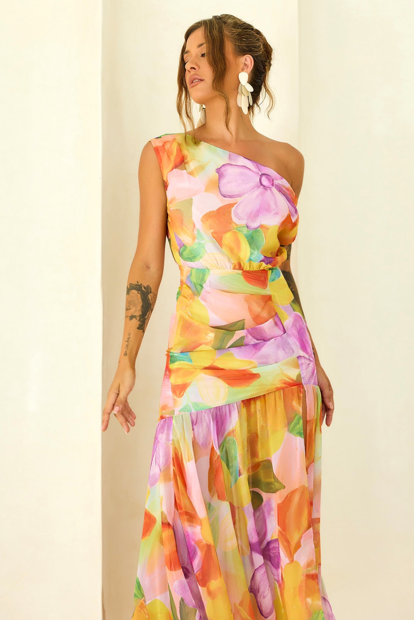 Darling Days Chiffon Maxi Dress - Orange Multi