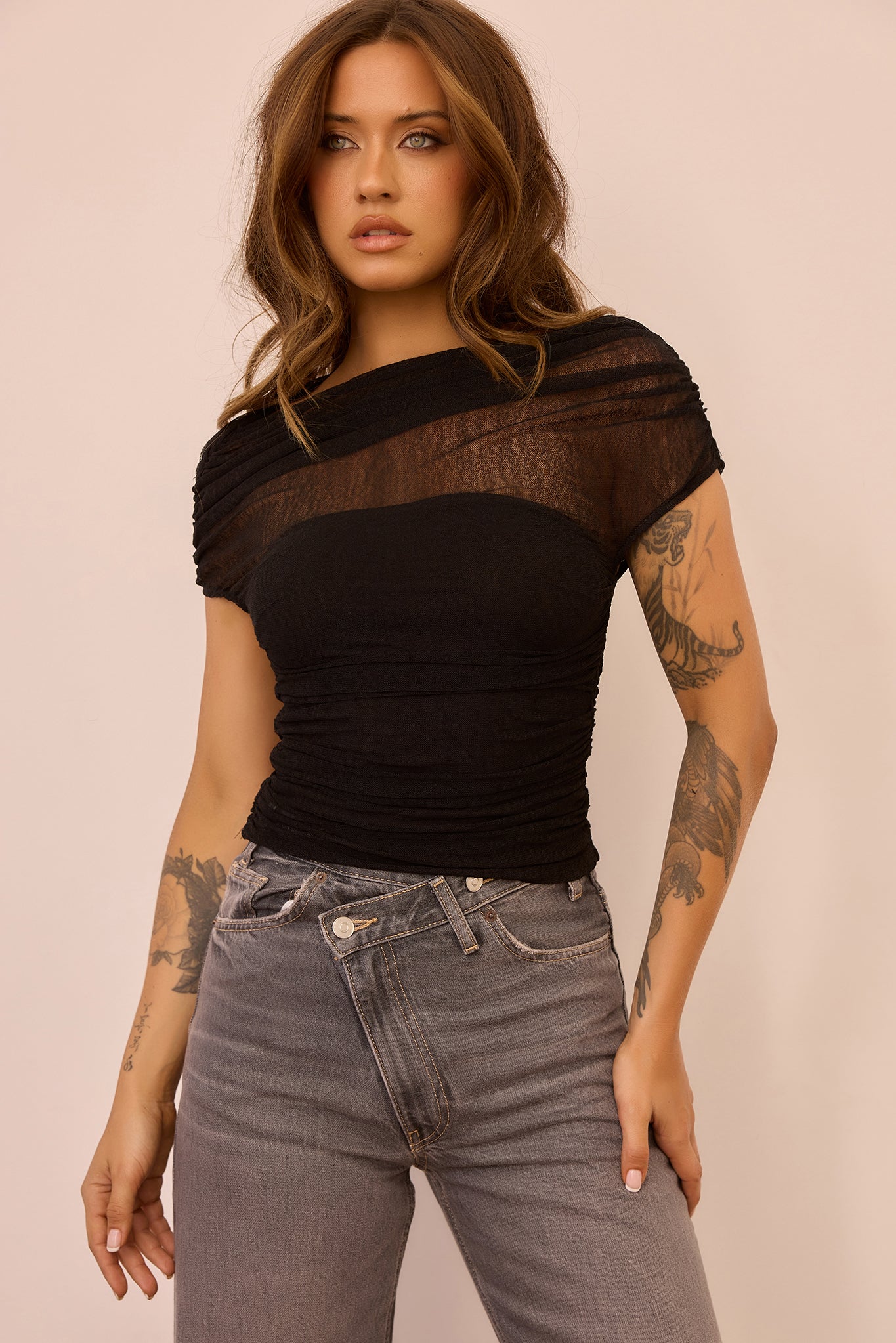 Dazzle Desire Mesh Top - Black