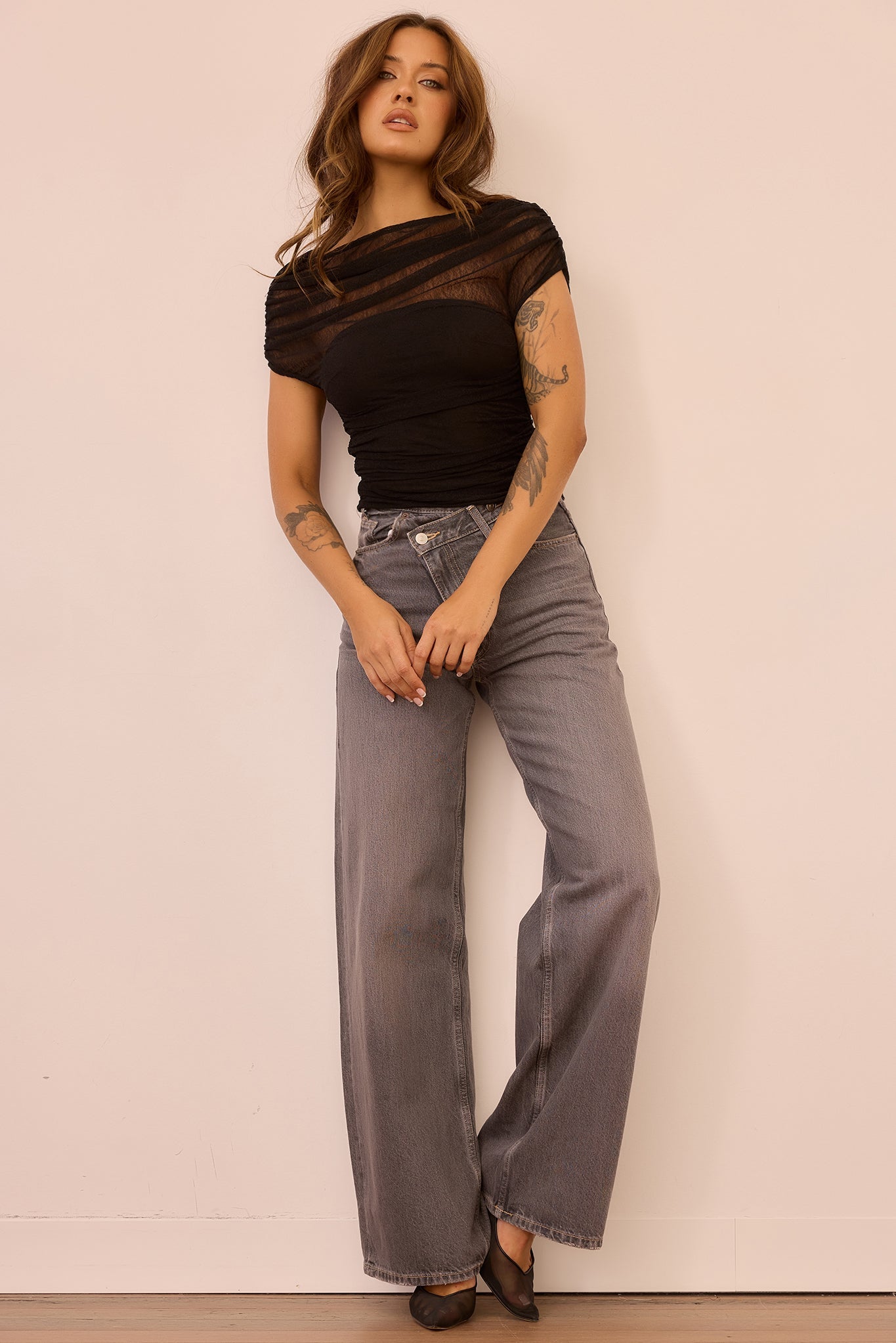 Dazzle Desire Mesh Top - Black