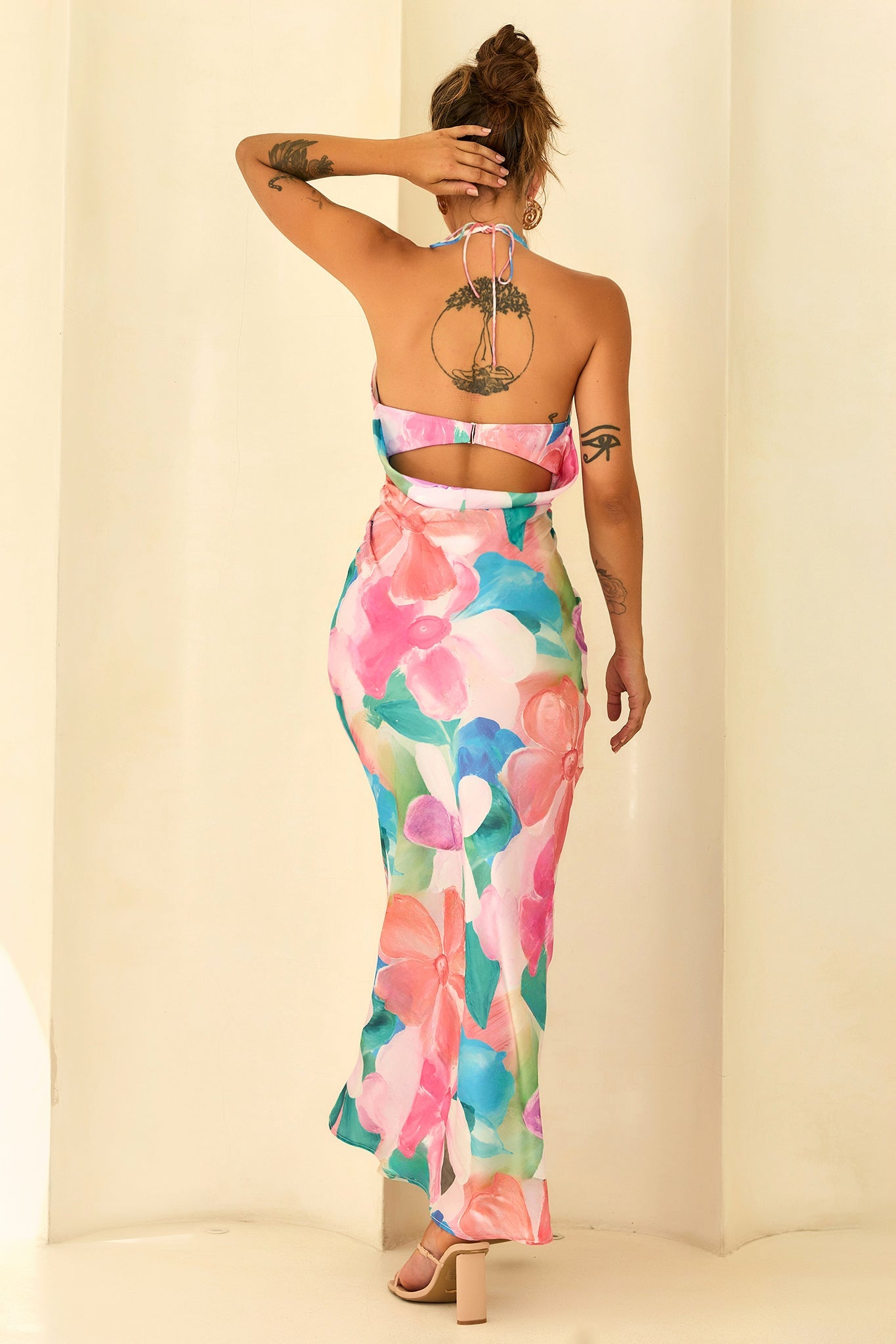 Dream State Satin Maxi Dress - Pink Multi