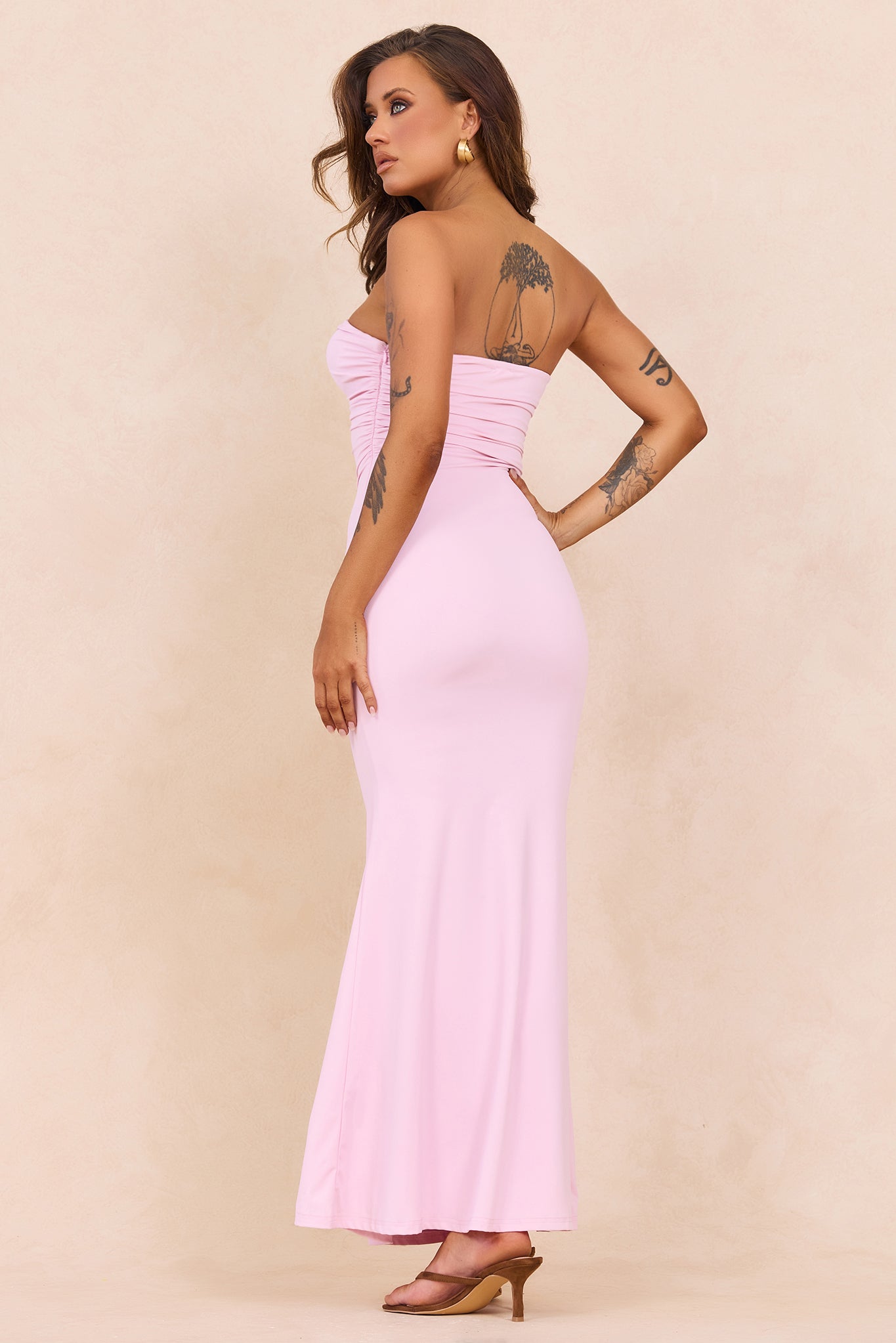Flirty Whispers Slinky Jersey Maxi Dress - Blush